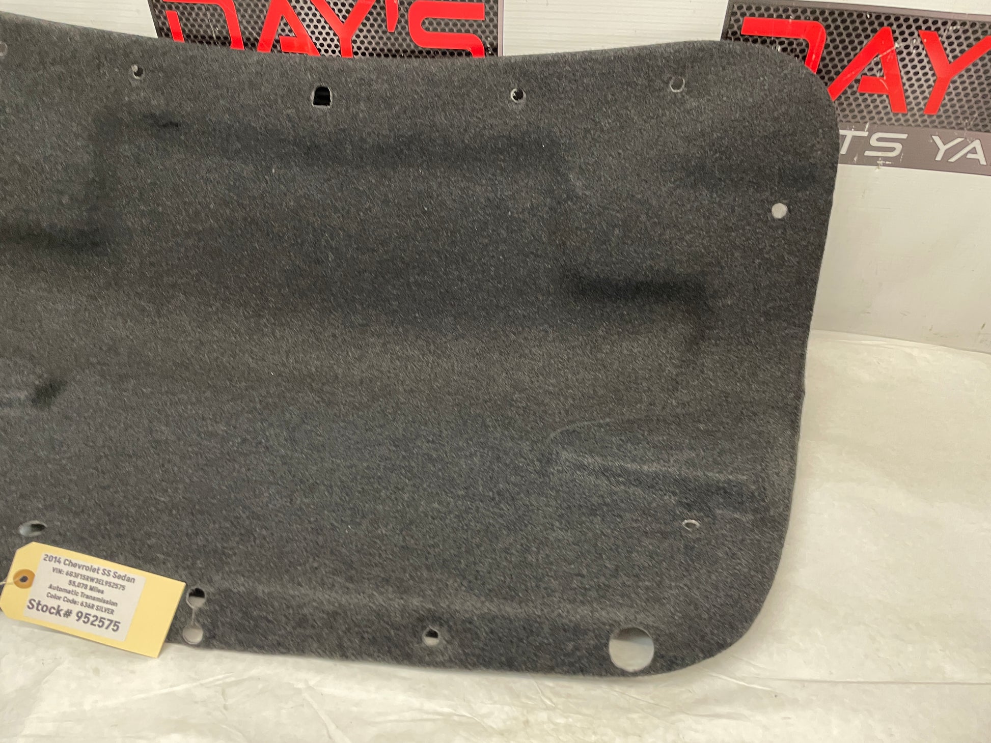 2014 Chevy SS Sedan Trunk Deck Lid Liner Carpet Felt OEM - Day's Parts Yard