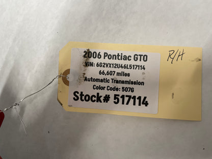 2006 Pontiac GTO RH Passenger Front Fender Spice Red OEM