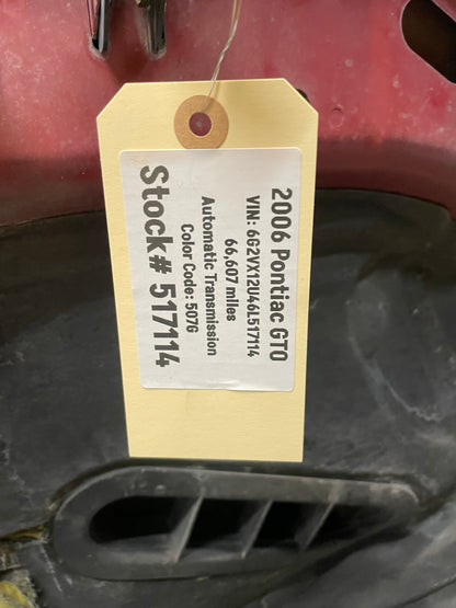 2006 Pontiac GTO Hood Assembly Spice Red OEM
