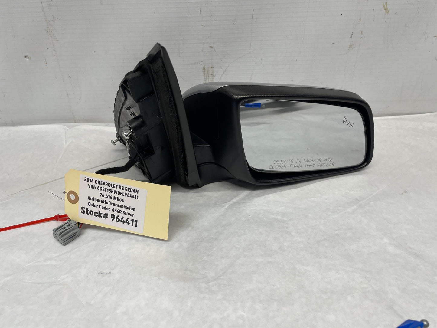 2014 Chevy SS Sedan RH Passenger Exterior Side Mirror Black OEM - Day's Parts Yard