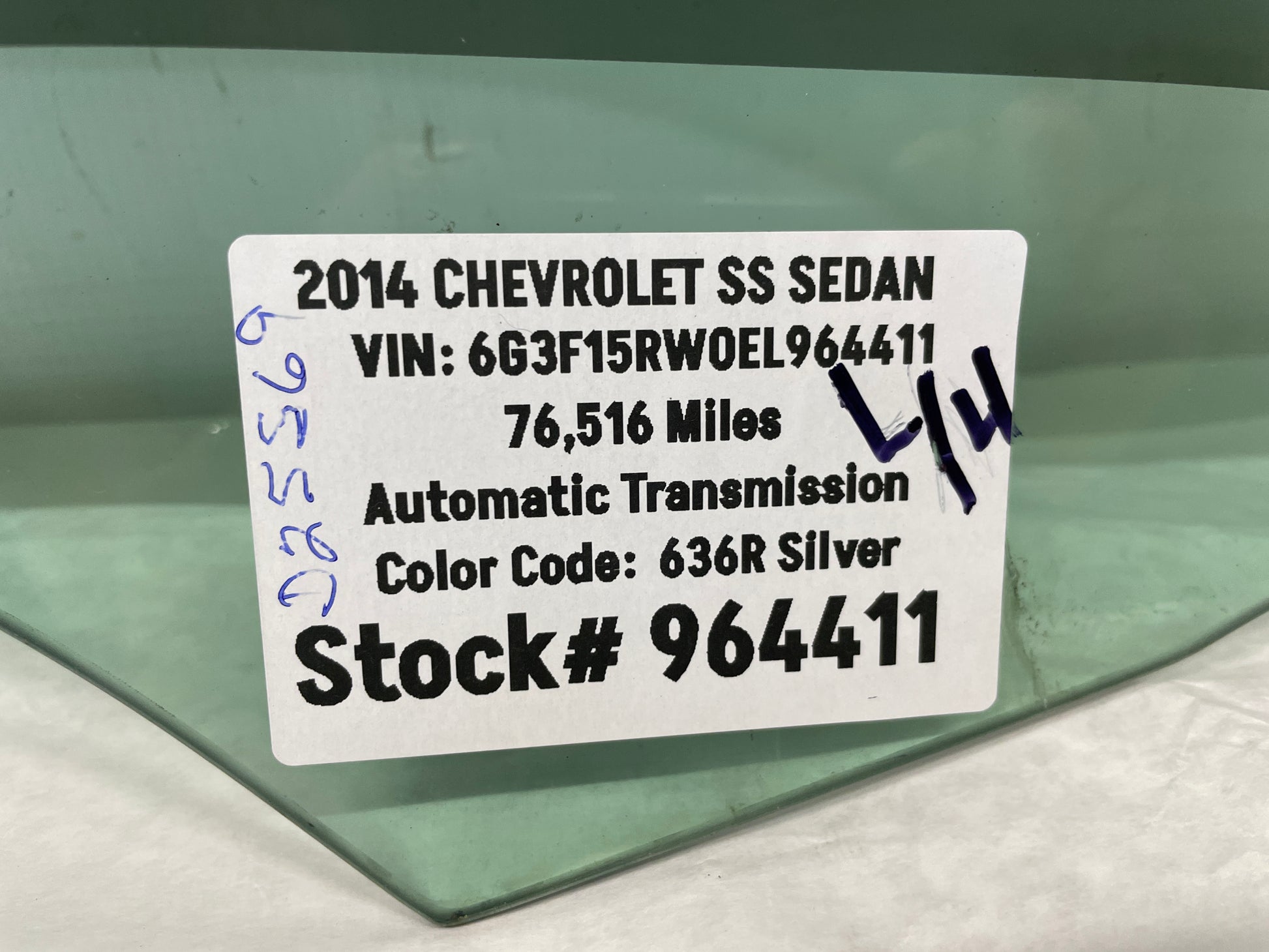 2014 Chevy SS Sedan LH Driver Front Door Window Glass OEM - Day's Parts Yard