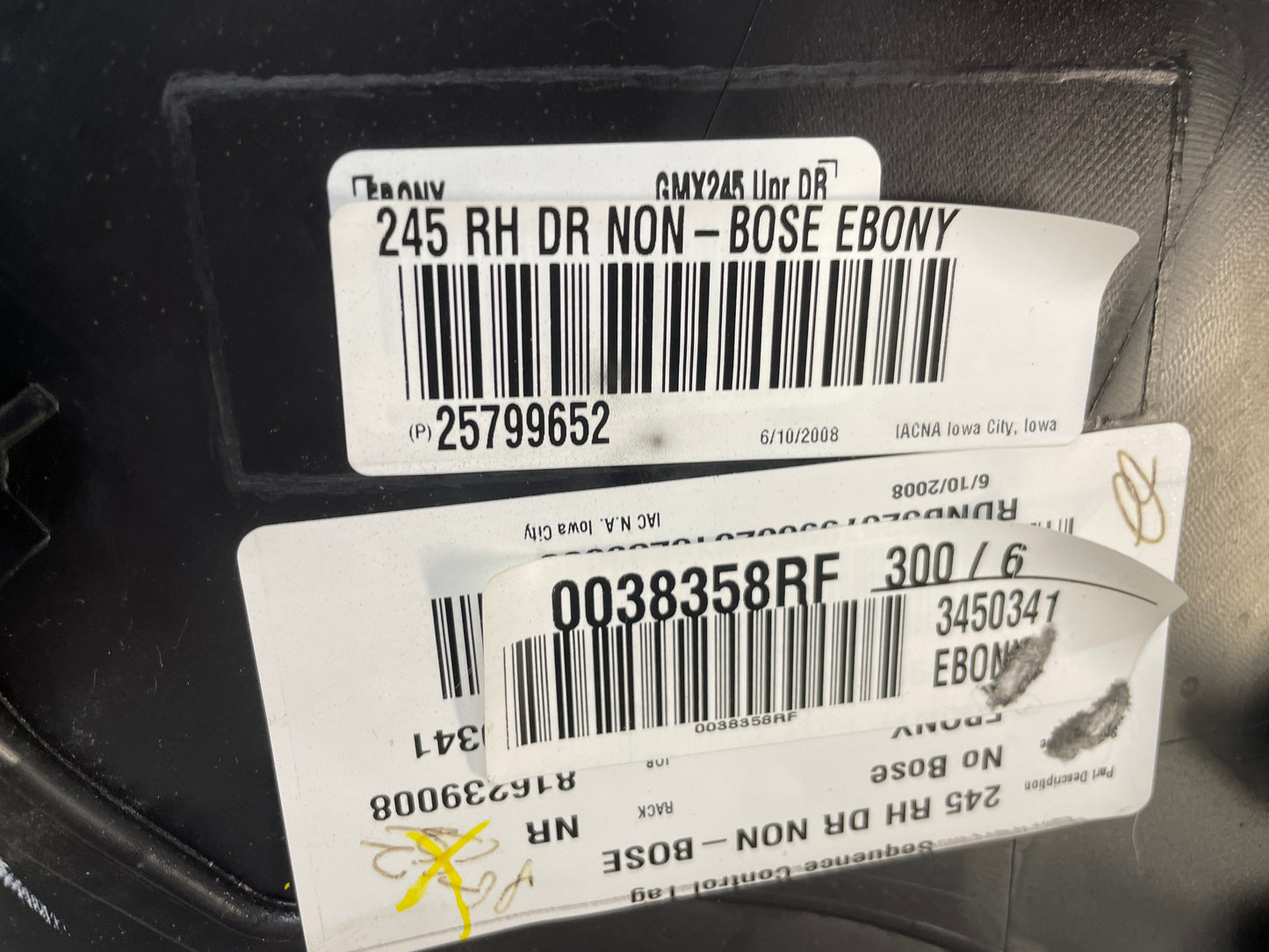 2008 Chevy C6 Corvette RH Passenger Interior Door Panel Trim OEM