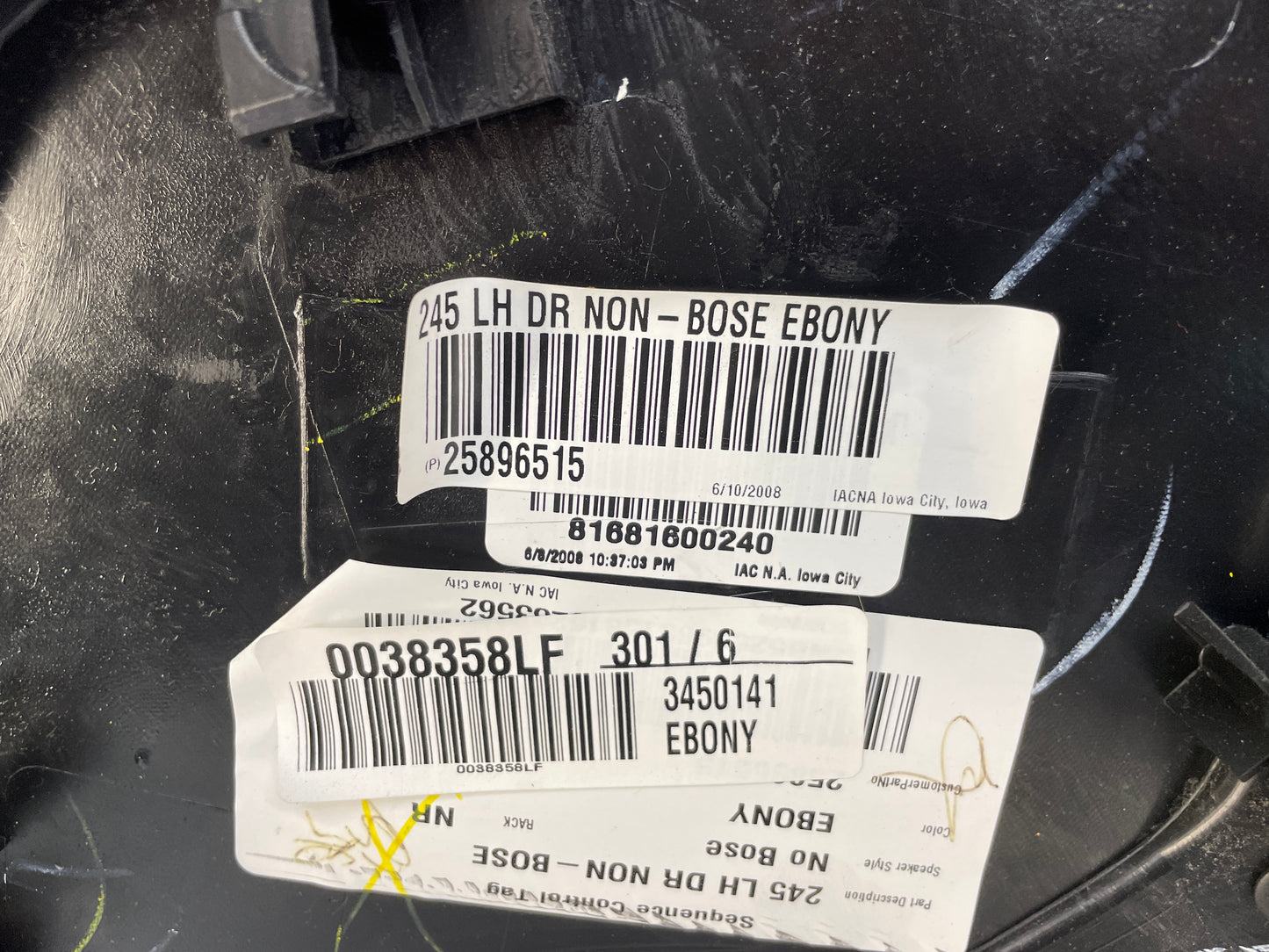 2008 Chevy C6 Corvette LH Driver Interior Door Panel Trim OEM