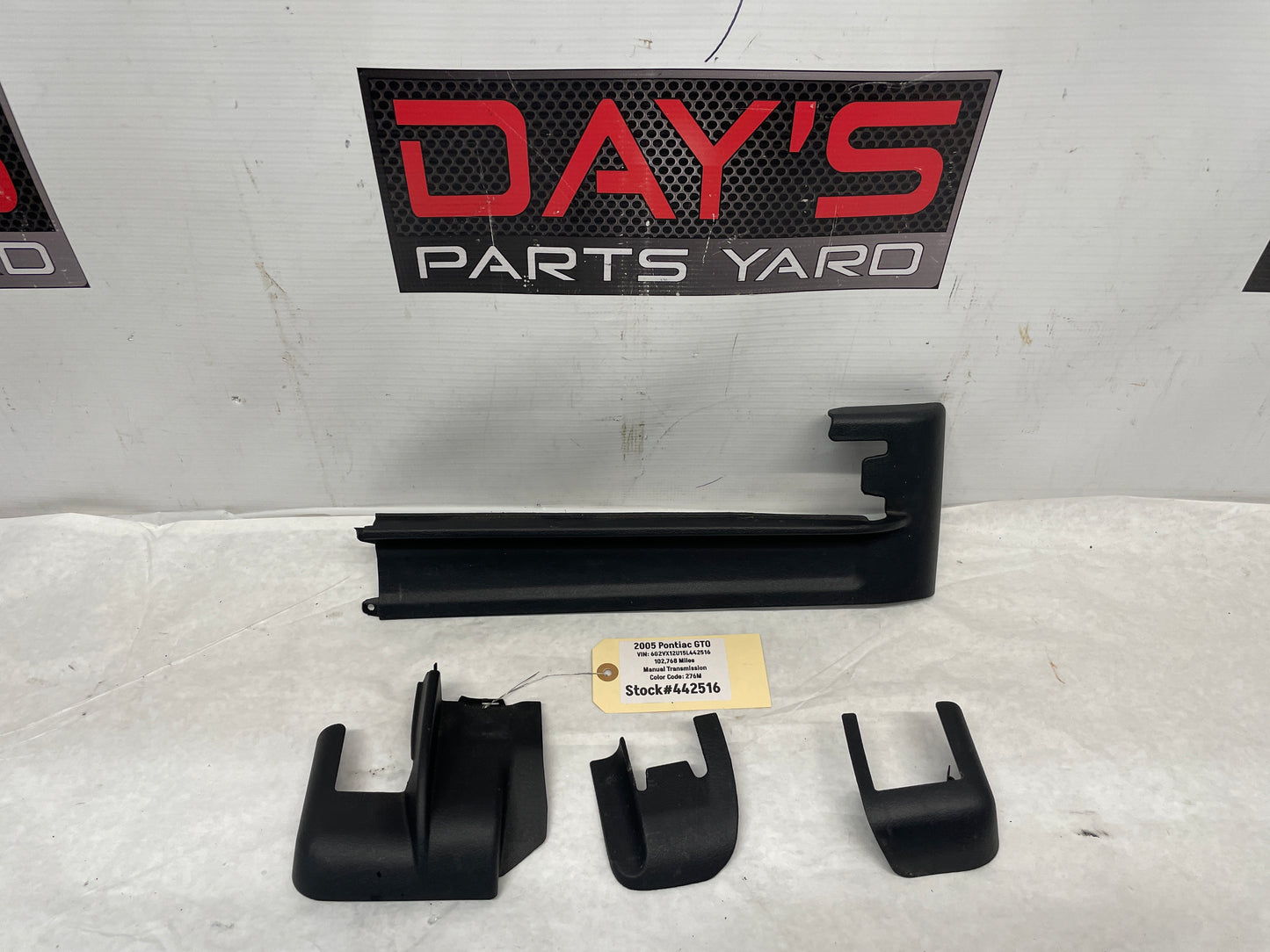 2005 Pontiac GTO RH Passenger 4pc Seat Rail Frame Trim Set OEM - Day's Parts Yard