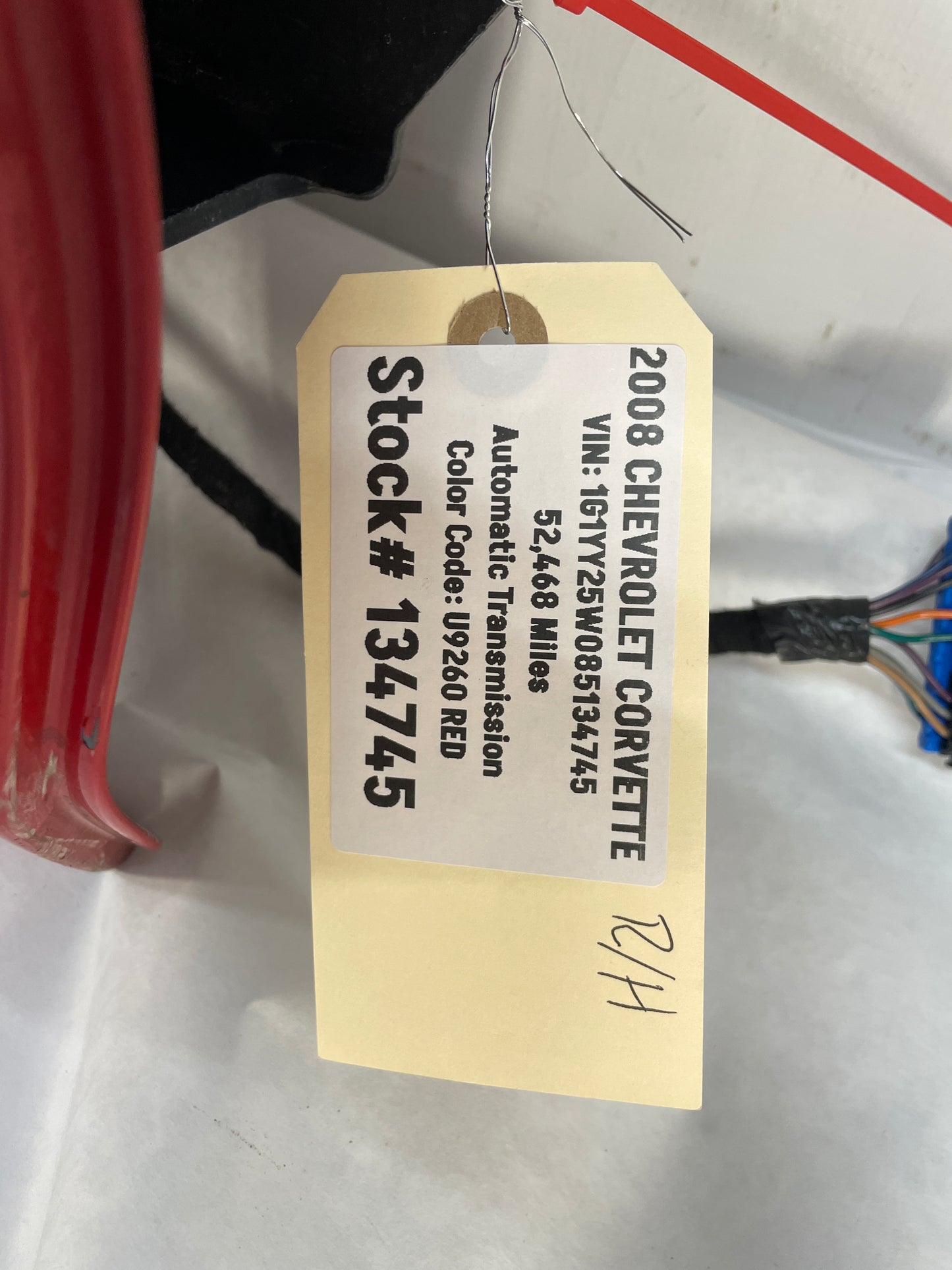 2008 Chevy C6 Corvette RH Passenger Exterior Door Red OEM