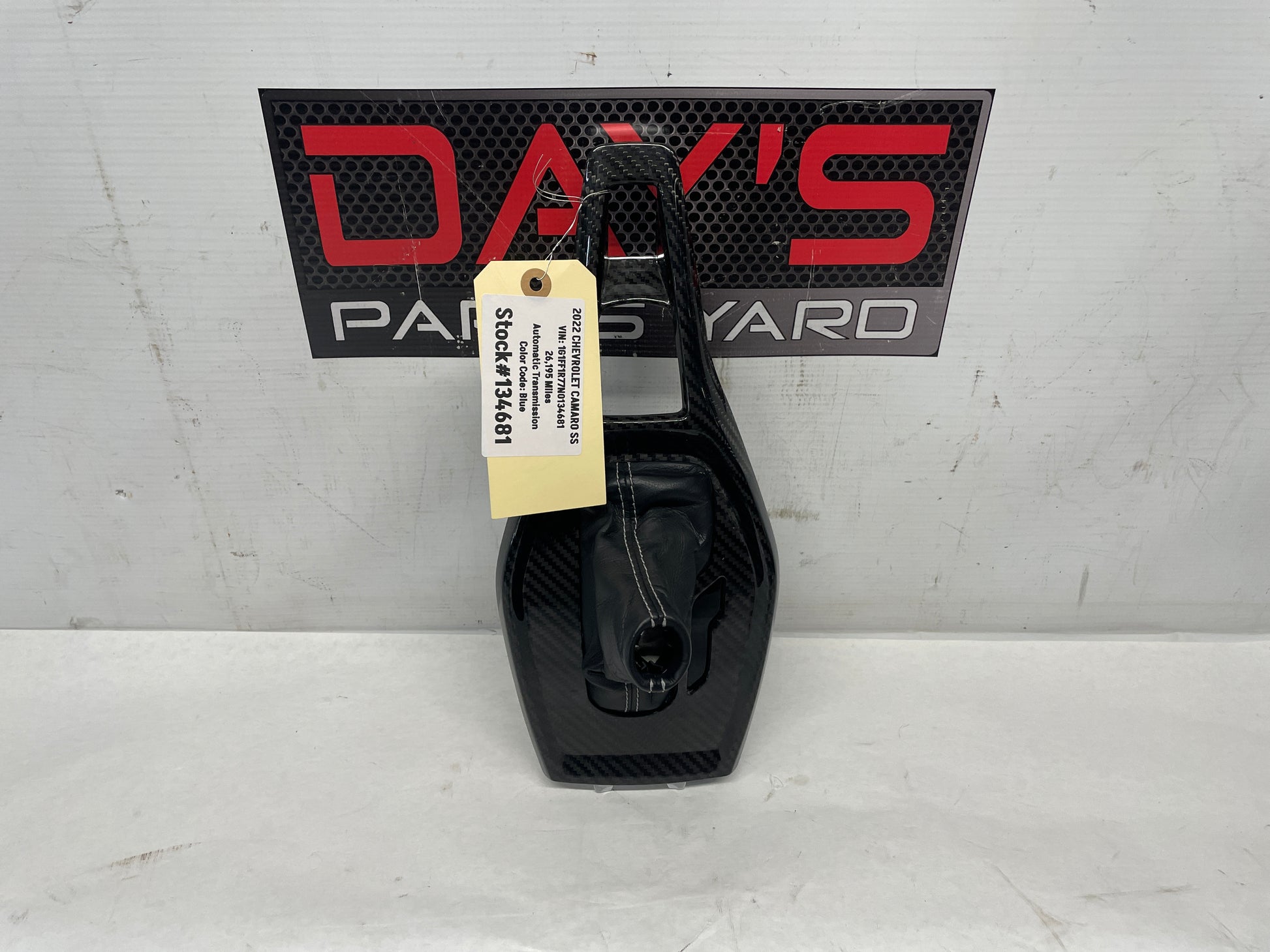 2022 Chevy Camaro SS Center Console Shifter Bezel Carbon Wrap Trim w/ Leather Boot OEM - Day's Parts Yard