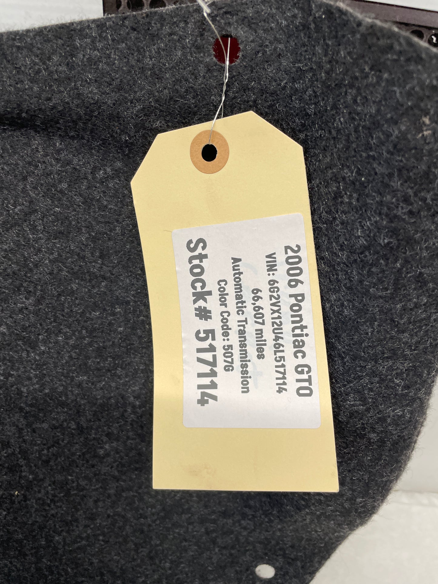 2006 Pontiac GTO Trunk Deck Lid Liner Carpet Felt OEM