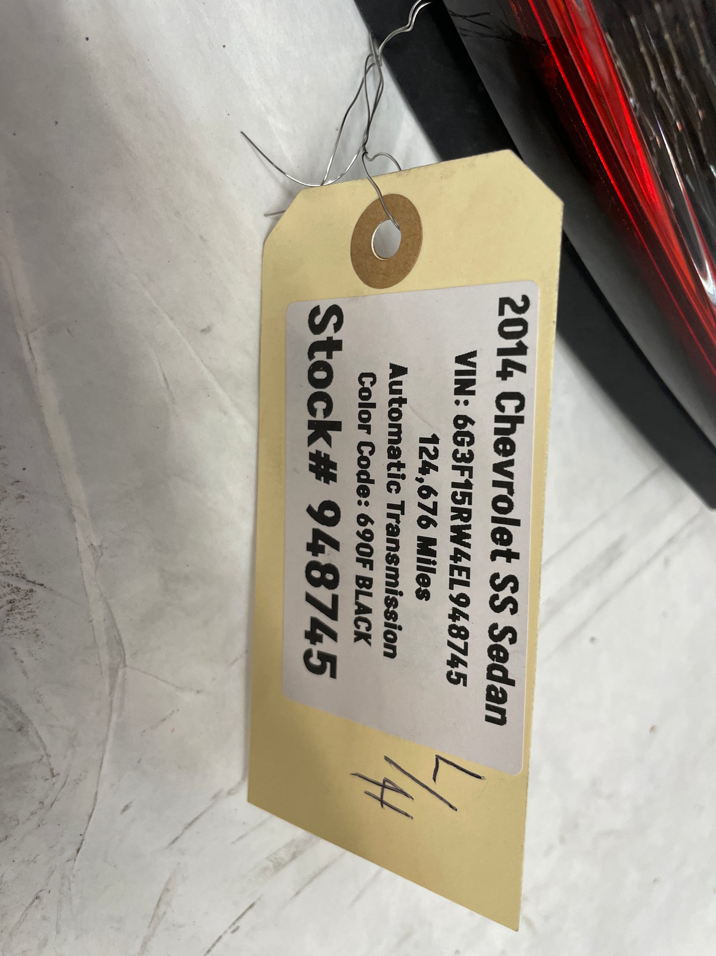 2014 Chevy SS Sedan LH Driver Outer Tail Light Taillight Lamp OEM - Day's Parts Yard