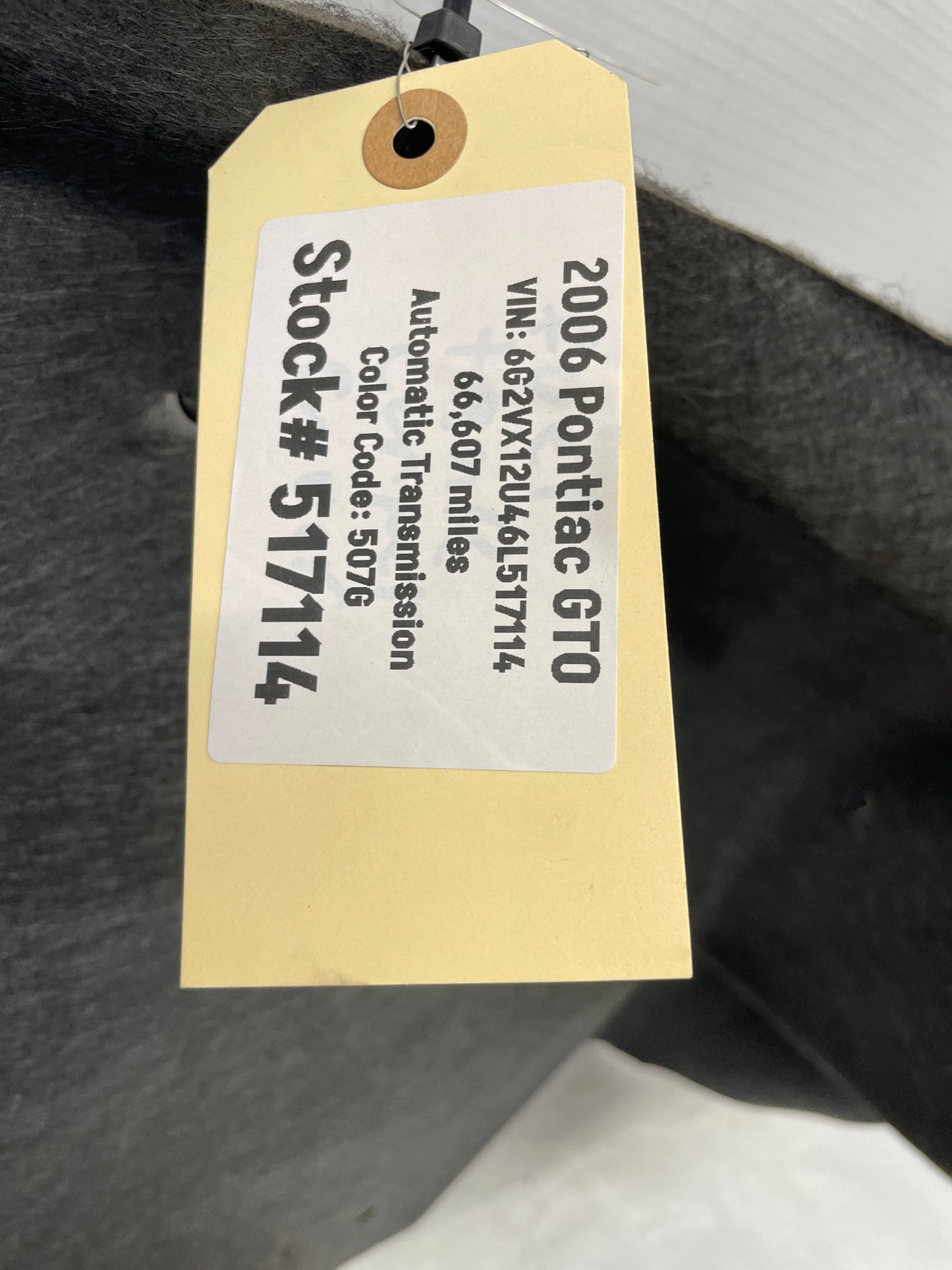 2006 Pontiac GTO Trunk Fuel Tank Trim Carpet Cover Liner OEM