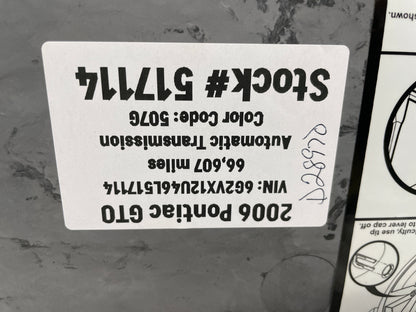 2006 Pontiac GTO Spare Wheel Tire Trunk Carpet Cargo Cover OEM