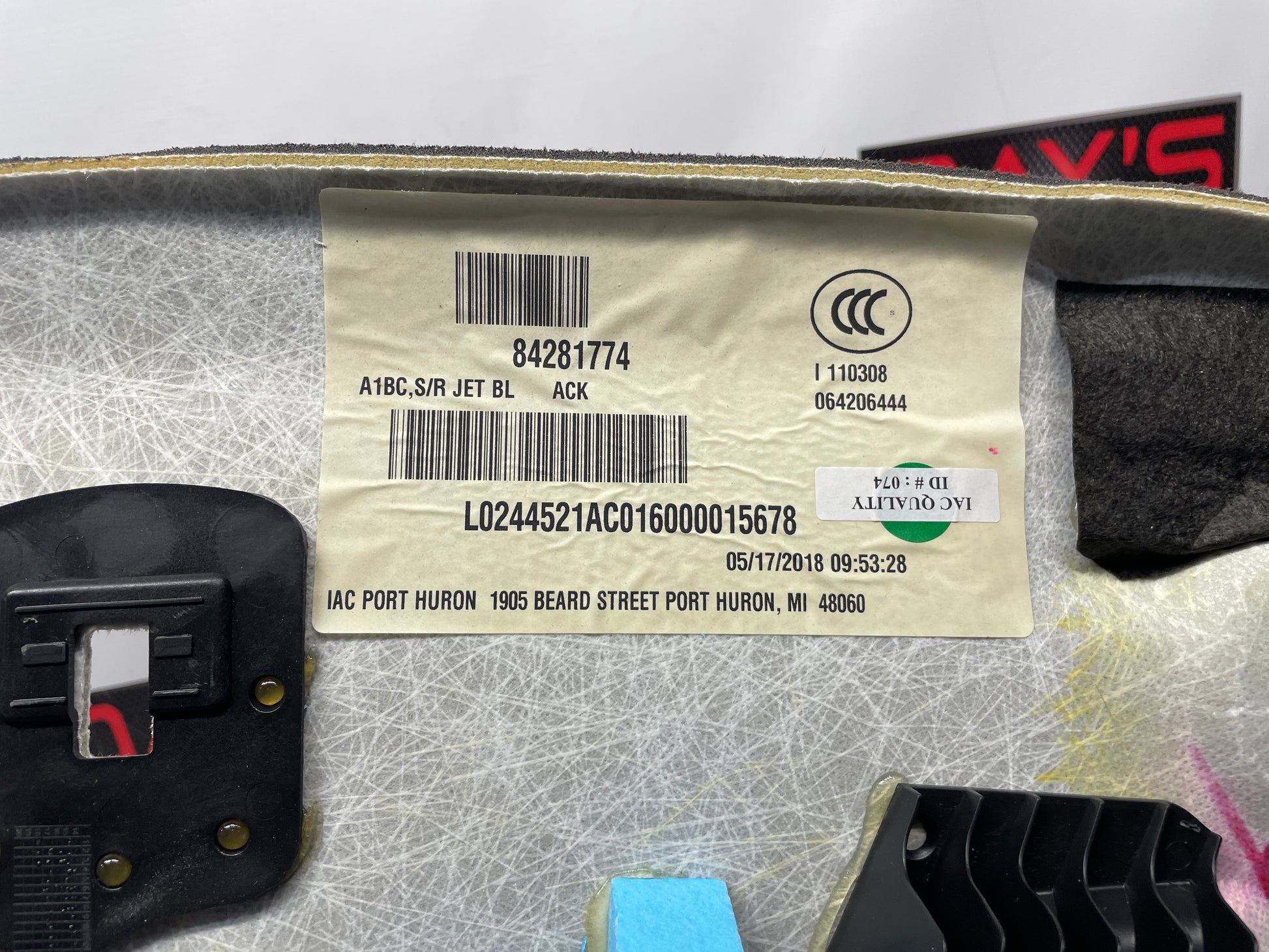 2018 Chevy Camaro SS Headliner Head Liner Ebony Black Trim Panel OEM - Day's Parts Yard