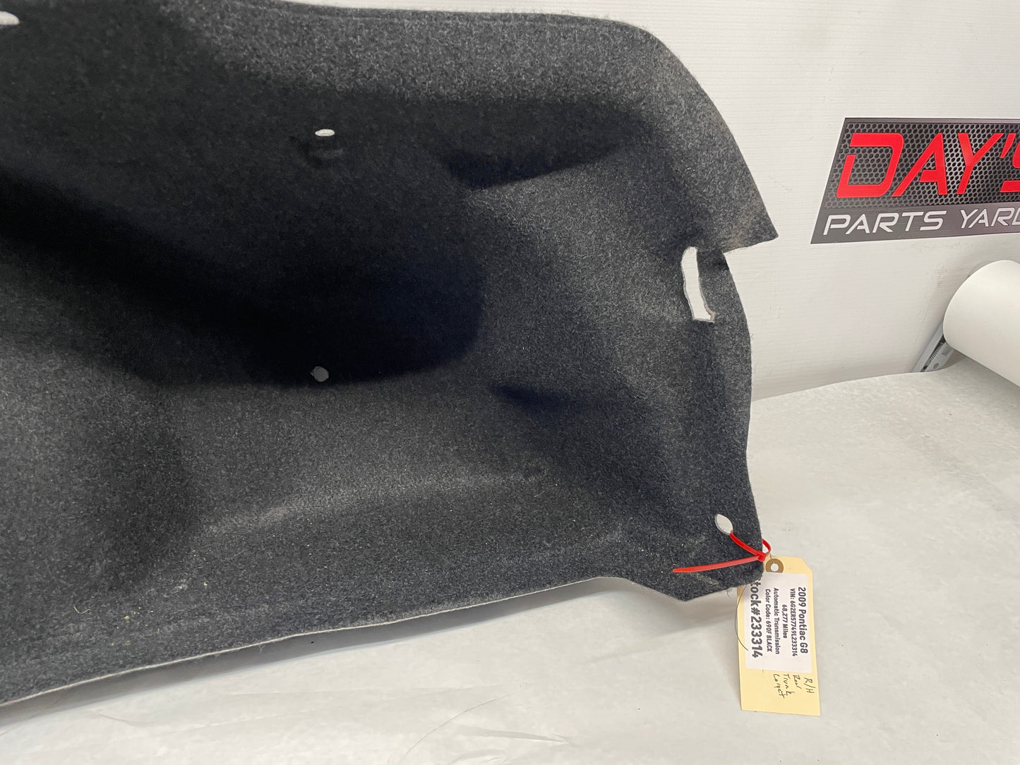 2009 Pontiac G8 GT RH Passenger Trunk Cargo Carpet Felt Cover OEM - Day's Parts Yard