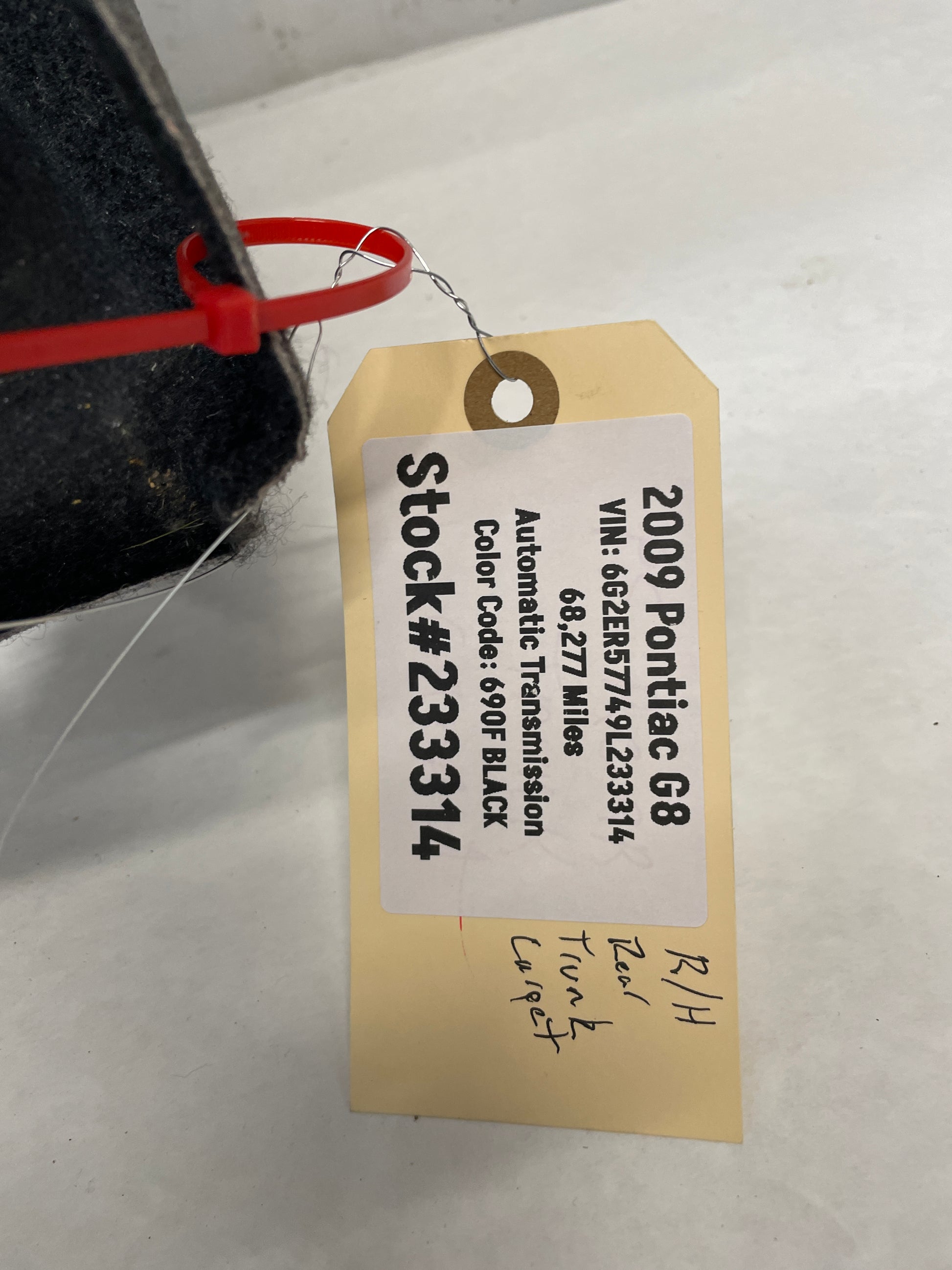 2009 Pontiac G8 GT RH Passenger Trunk Cargo Carpet Felt Cover OEM - Day's Parts Yard