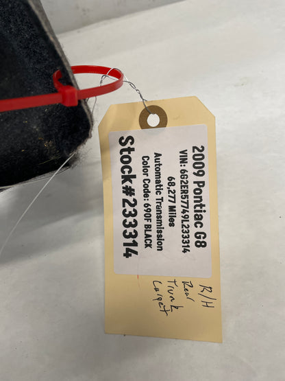 2009 Pontiac G8 GT RH Passenger Trunk Cargo Carpet Felt Cover OEM - Day's Parts Yard