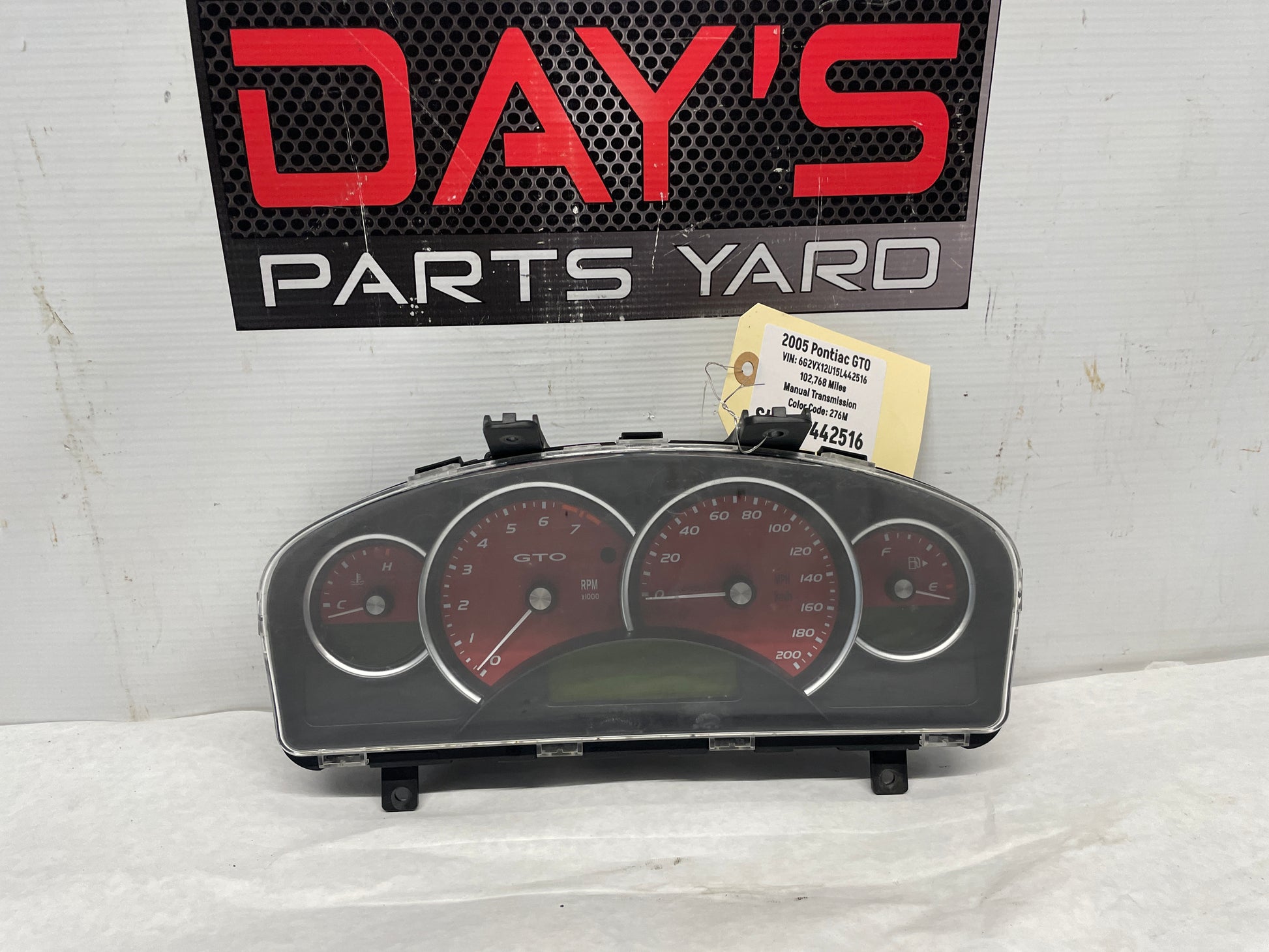 2005 Pontiac GTO Red Gauge Cluster Speedometer OEM - Day's Parts Yard