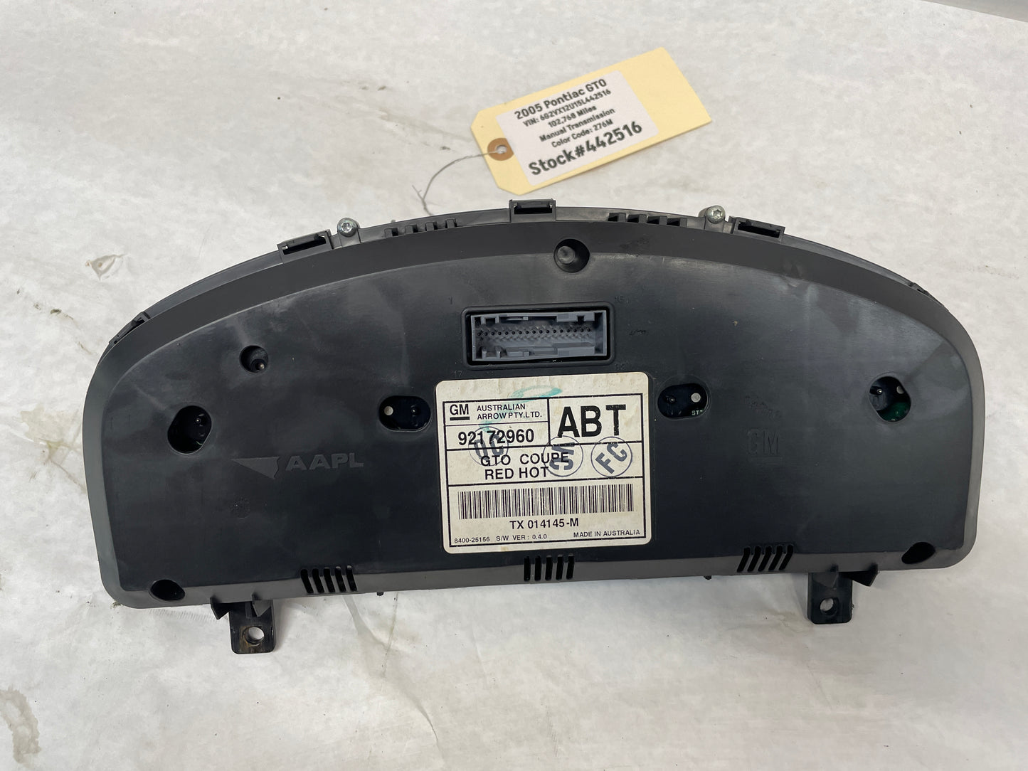 2005 Pontiac GTO Red Gauge Cluster Speedometer OEM - Day's Parts Yard