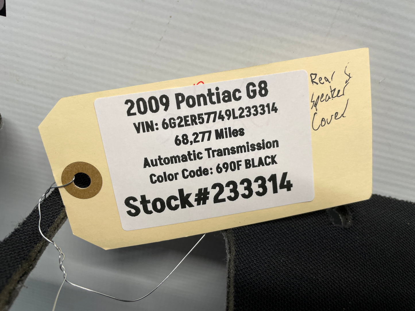 2009 Pontiac G8 Rear Package Shelf Deck Tray Trim OEM - Day's Parts Yard