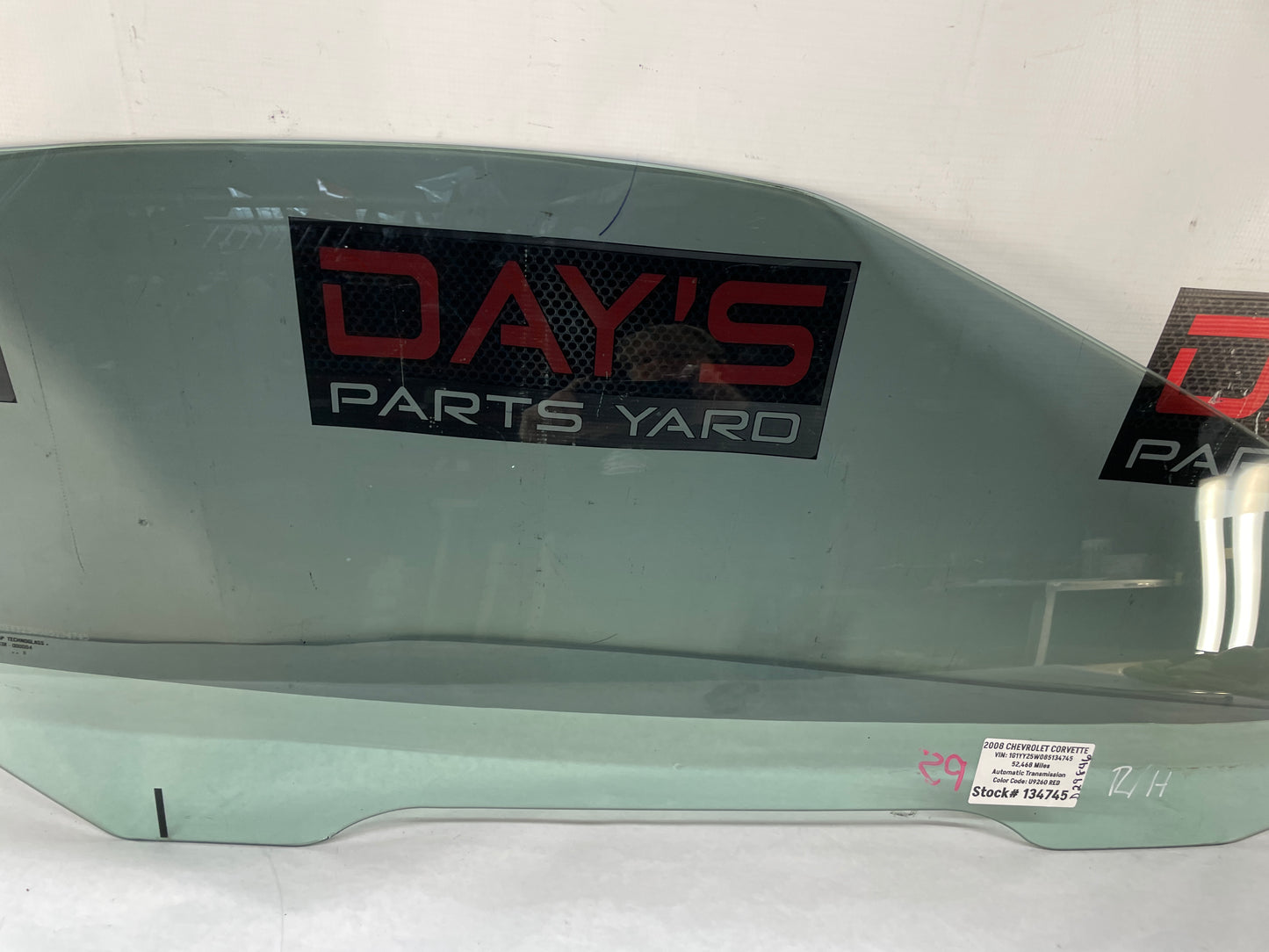 2008 Chevy C6 Corvette RH Passenger Front Door Window Glass OEM
