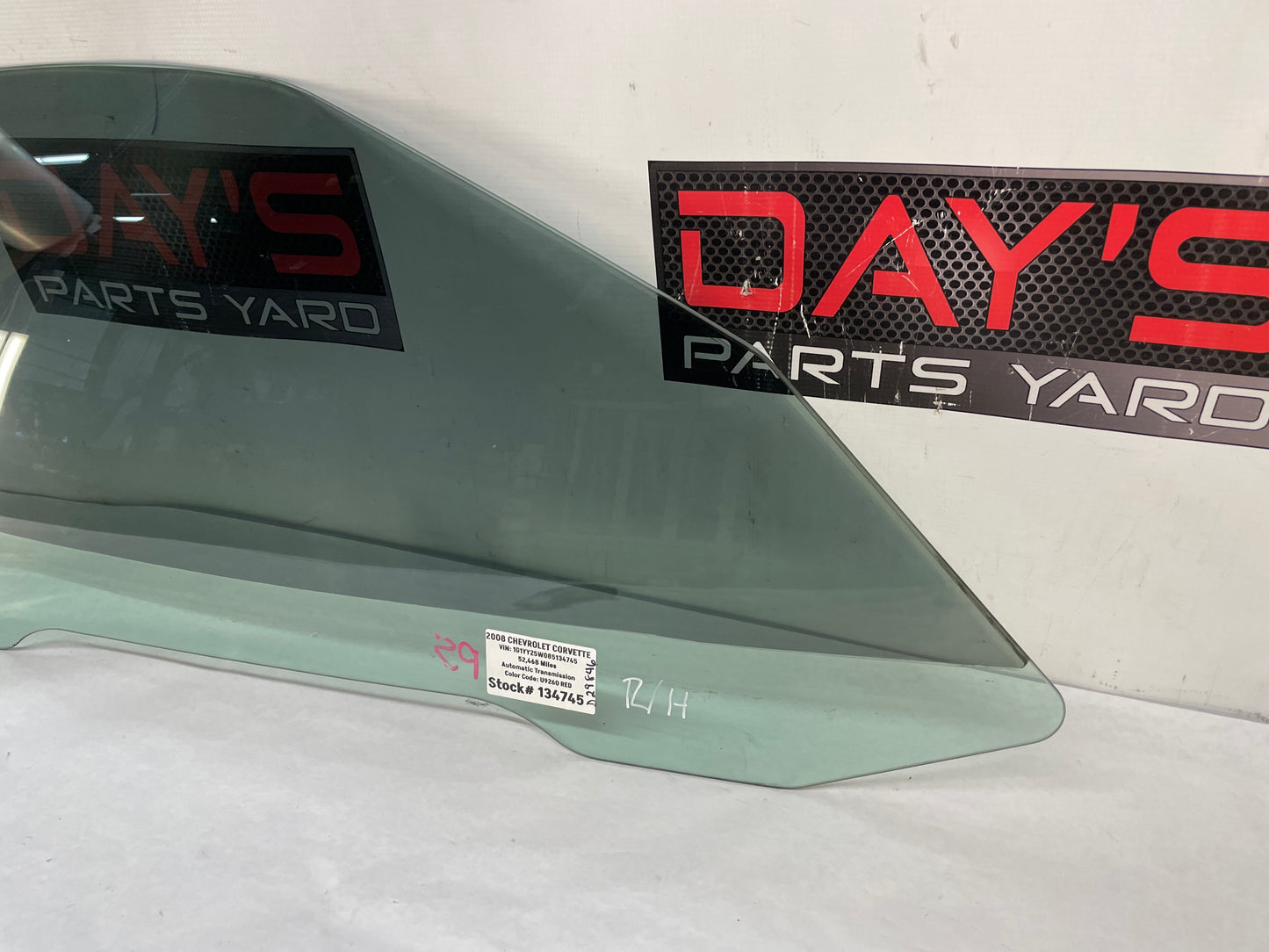 2008 Chevy C6 Corvette RH Passenger Front Door Window Glass OEM