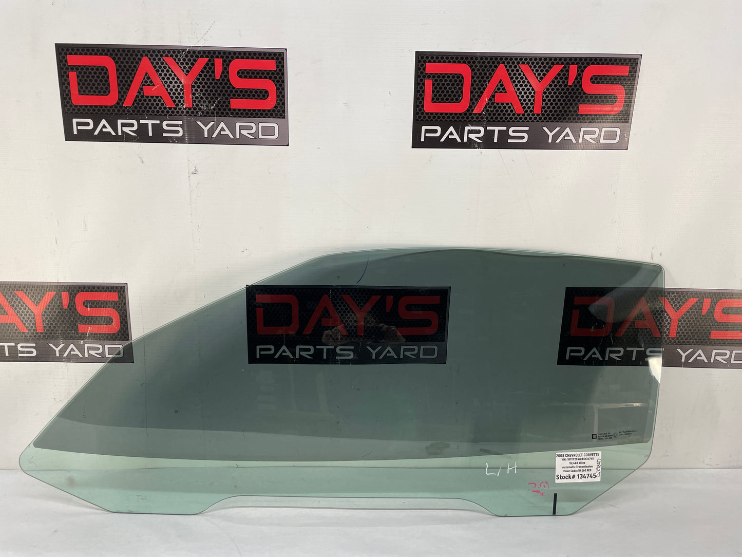 2008 Chevy C6 Corvette LH Driver Front Door Window Glass OEM