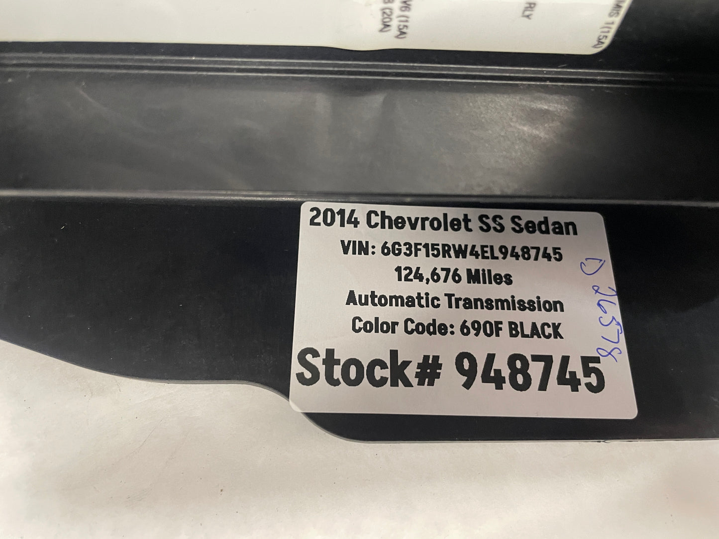 2014 Chevy SS Sedan Engine Bay Fuse Box Block Relay Cover Lid OEM