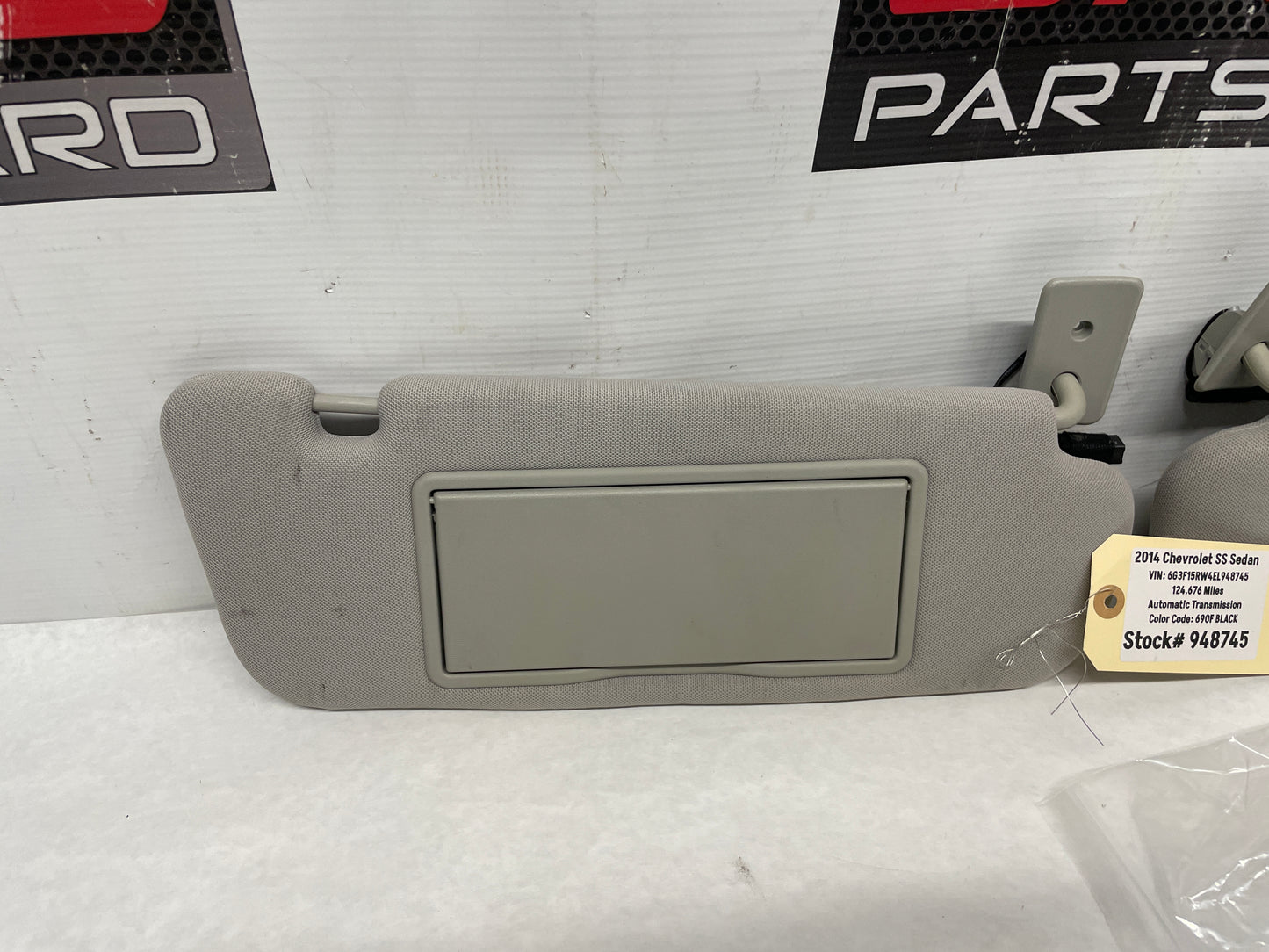 2014 Chevy SS Sedan RH & LH Sun Visor Sunvisor Shade Set w/ Clips OEM