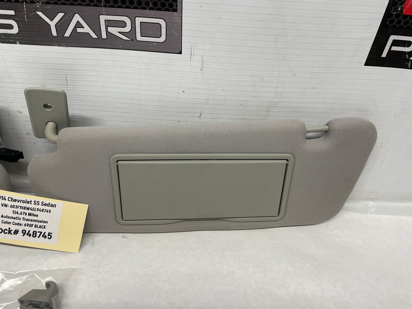 2014 Chevy SS Sedan RH & LH Sun Visor Sunvisor Shade Set w/ Clips OEM