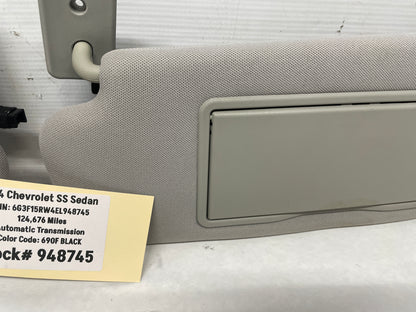 2014 Chevy SS Sedan RH & LH Sun Visor Sunvisor Shade Set w/ Clips OEM