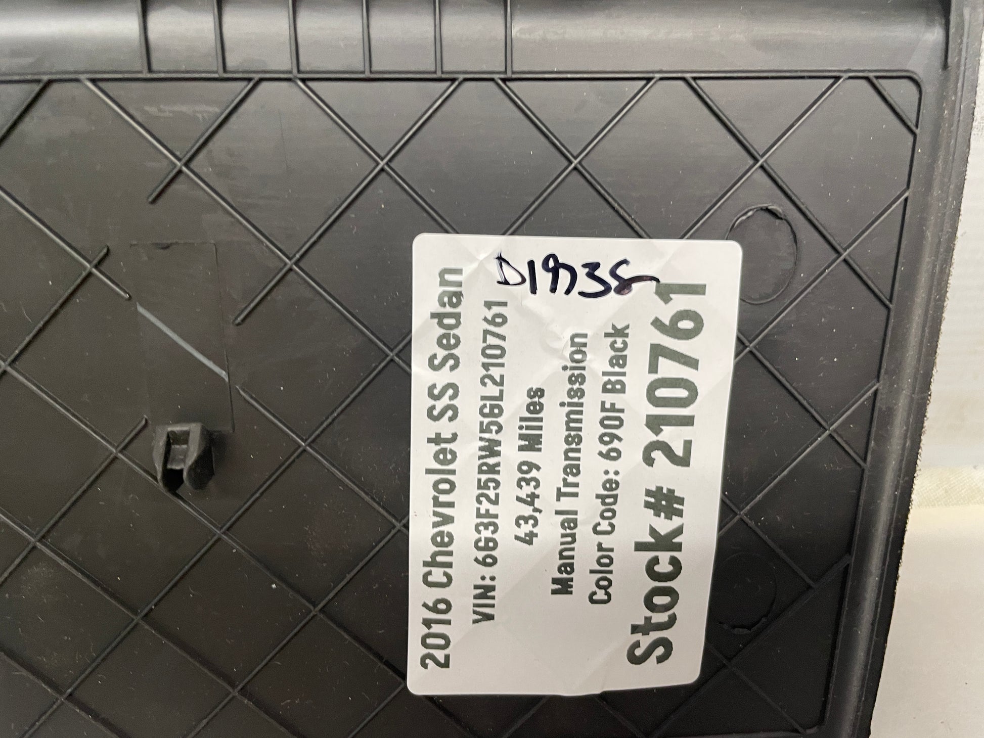 2016 Chevrolet SS Sedan Glove Box Rubber Mat OEM - Day's Parts Yard