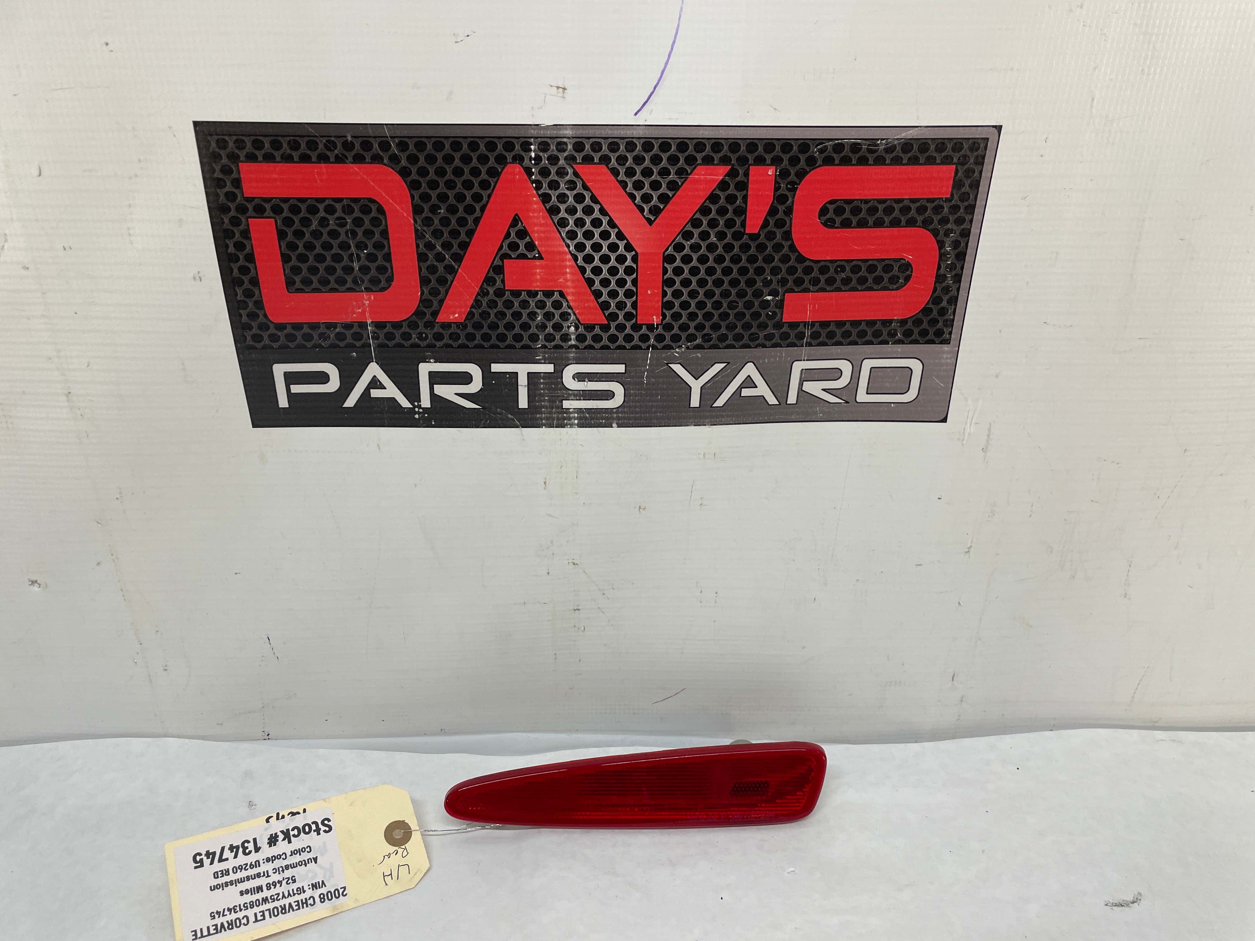 2008 Chevy C6 Corvette LH Driver Rear Quarter Side Marker Light Lamp O