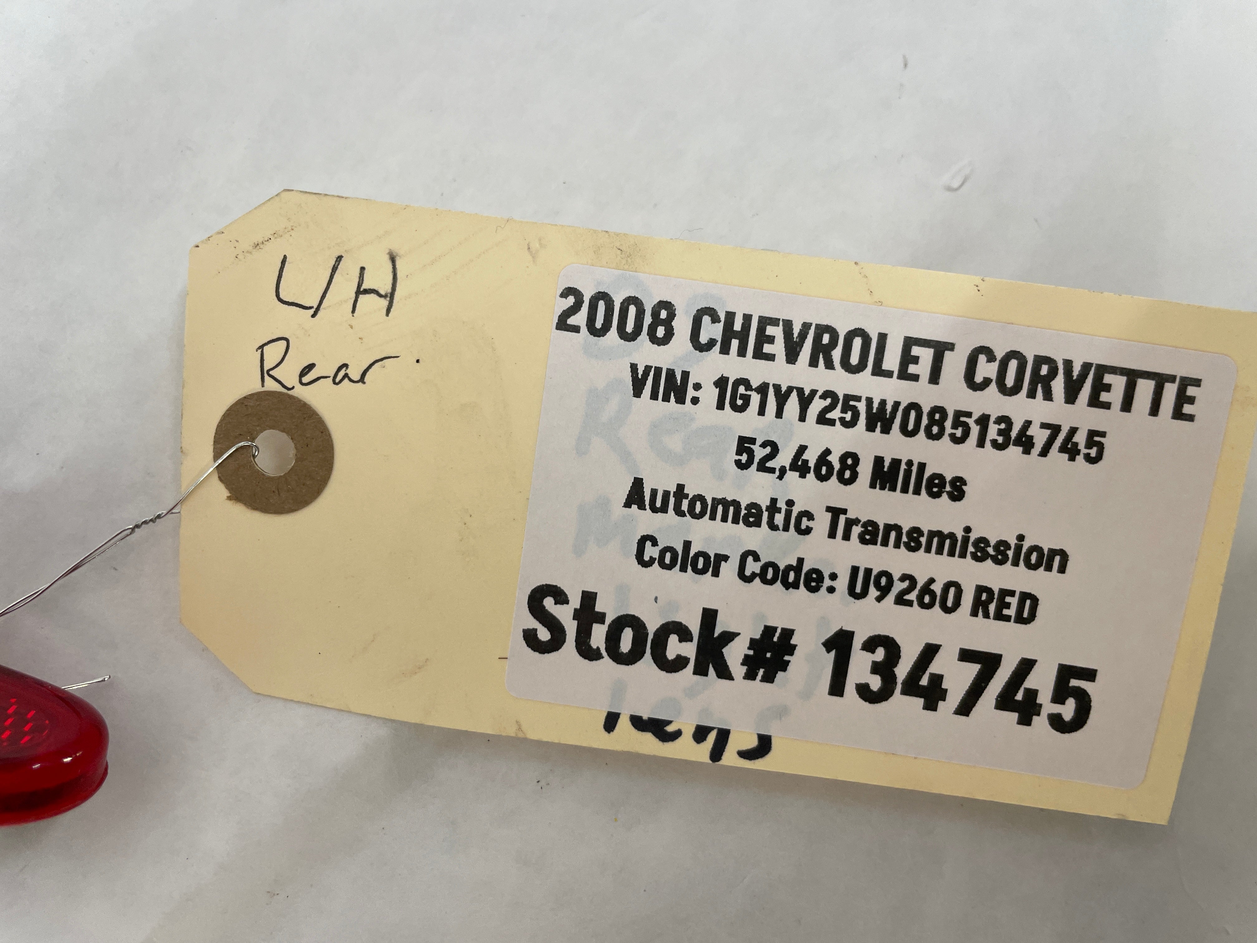 2008 Chevy C6 Corvette LH Driver Rear Quarter Side Marker Light Lamp O