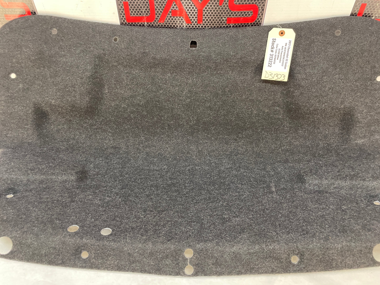 2017 Chevy SS Sedan Trunk Deck Lid Liner Carpet Felt OEM - Day's Parts Yard