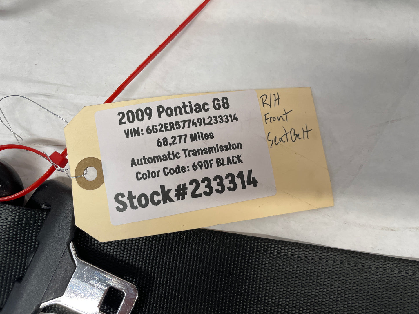 2009 Pontiac G8 RH & LH Front Seat Belts Retractors OEM - Day's Parts Yard