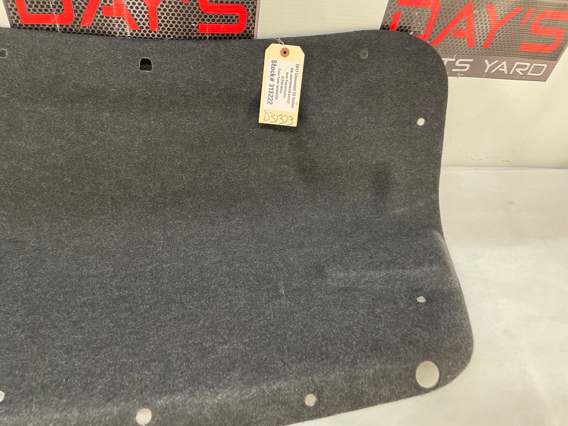 2017 Chevy SS Sedan Trunk Deck Lid Liner Carpet Felt OEM - Day's Parts Yard