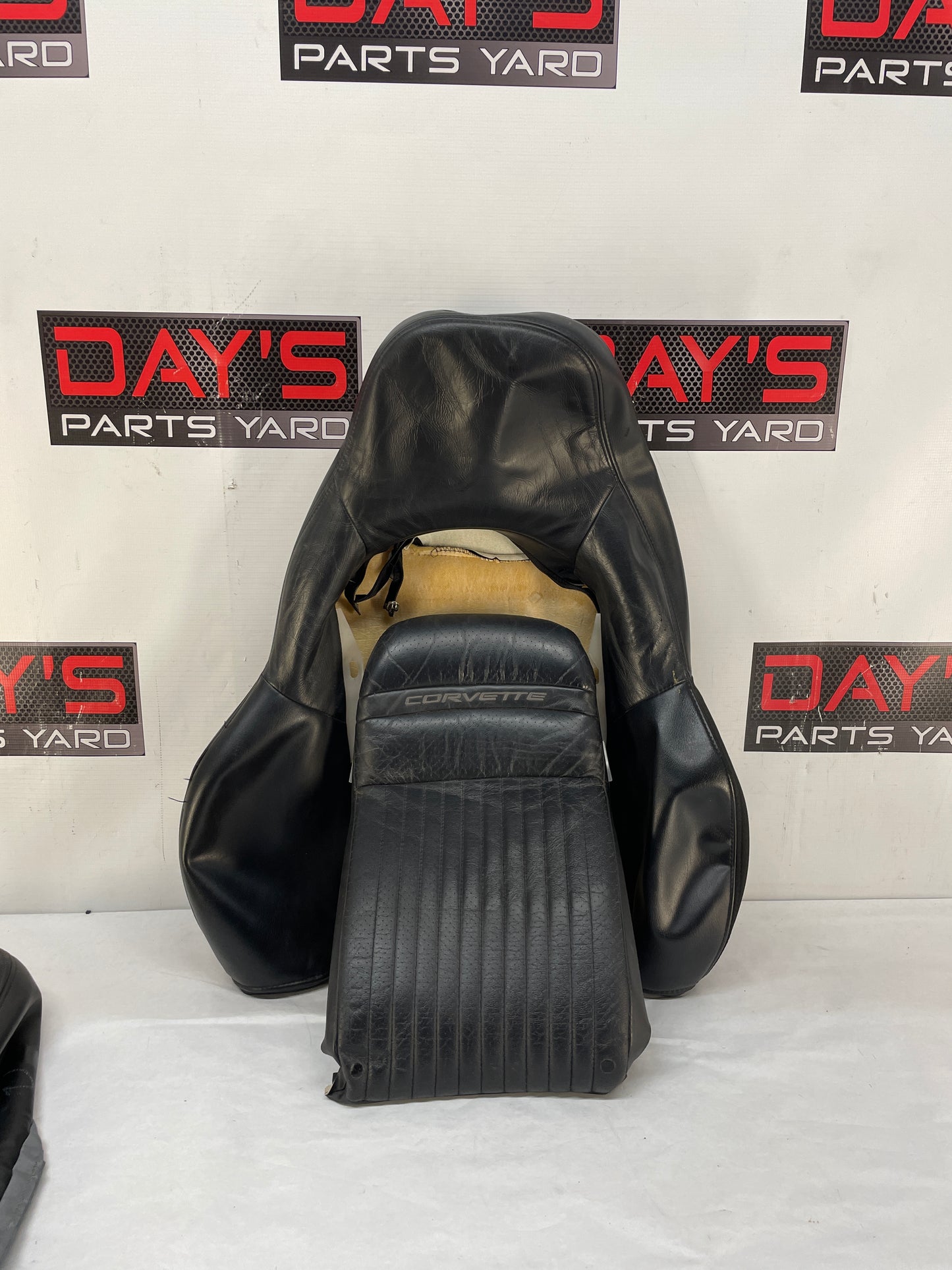 2008 Chevy C6 Corvette RH Passenger Front Seat Top Upper Black Leather Cover OEM