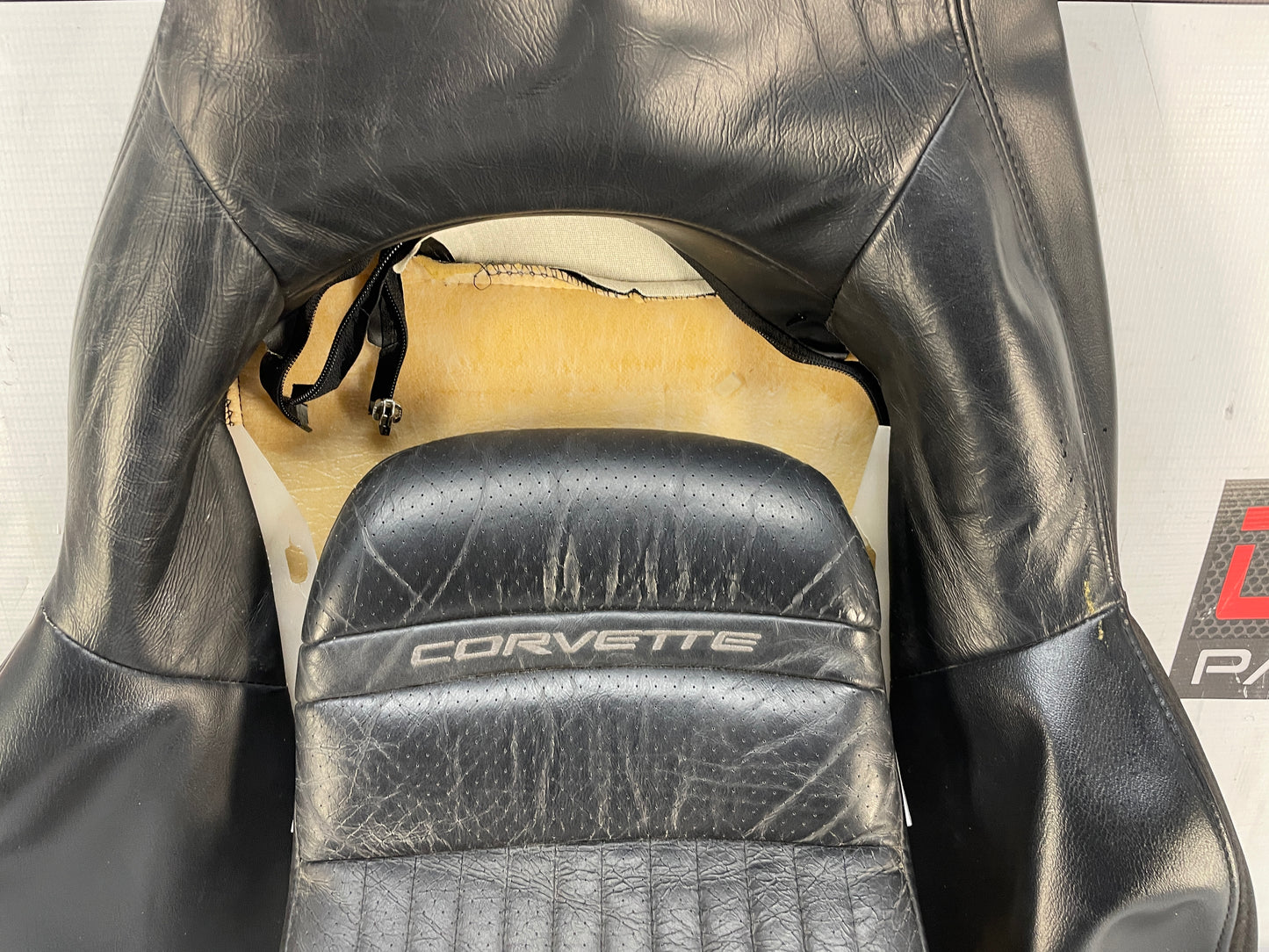 2008 Chevy C6 Corvette RH Passenger Front Seat Top Upper Black Leather Cover OEM