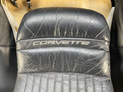 2008 Chevy C6 Corvette RH Passenger Front Seat Top Upper Black Leather Cover OEM