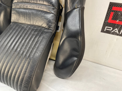 2008 Chevy C6 Corvette RH Passenger Front Seat Top Upper Black Leather Cover OEM