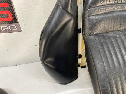 2008 Chevy C6 Corvette RH Passenger Front Seat Top Upper Black Leather Cover OEM