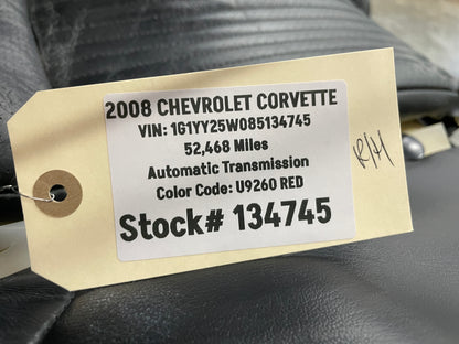 2008 Chevy C6 Corvette RH Passenger Front Seat Top Upper Black Leather Cover OEM