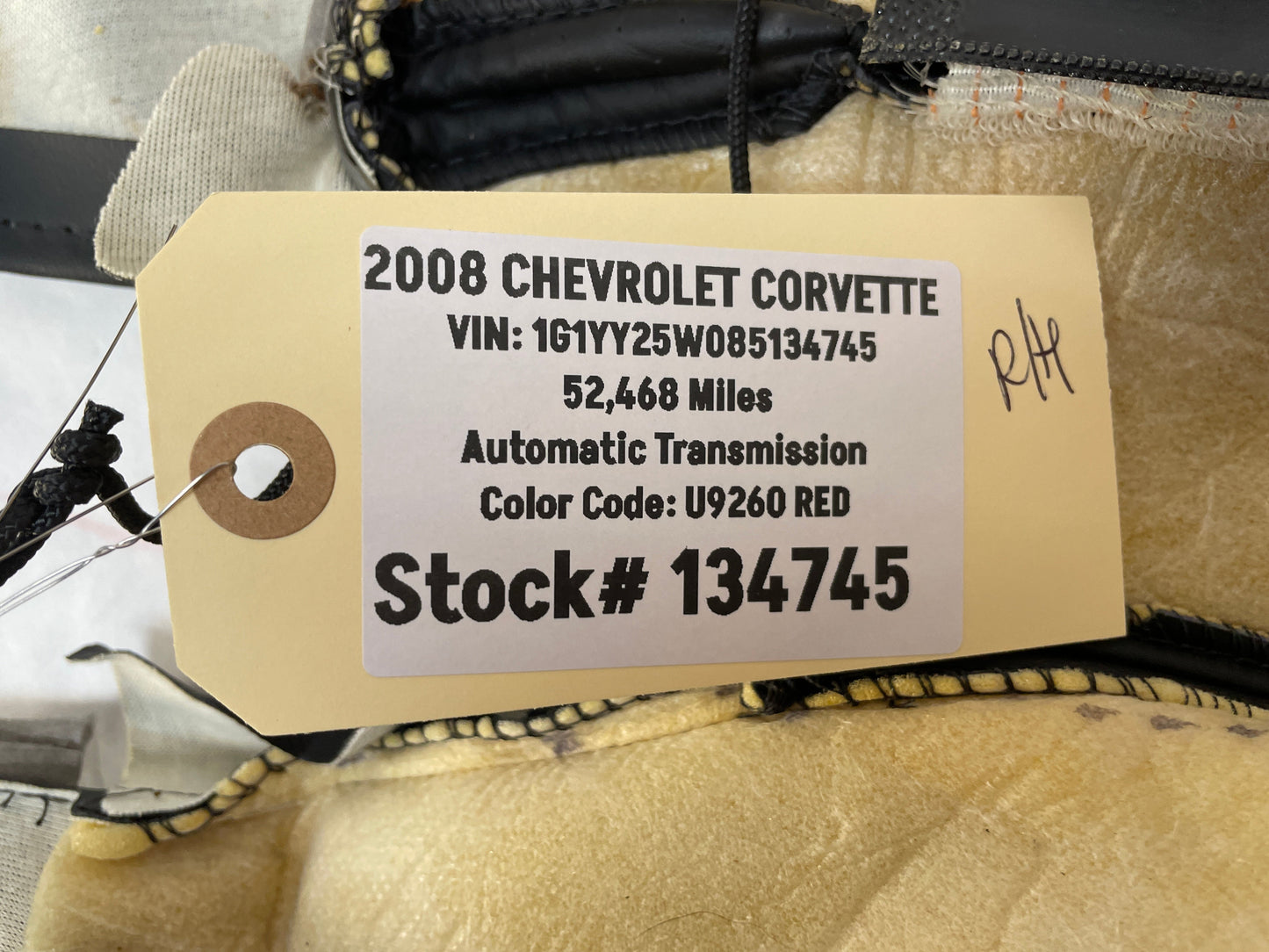 2008 Chevy C6 Corvette RH Passenger Front Seat Lower Bottom Black Leather Cover OEM