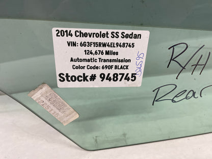 2014 Chevy SS RH Passenger Rear Door Window Glass OEM