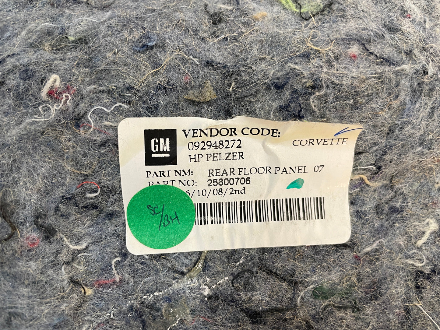 2008 Chevy C6 Corvette Rear Cargo Trunk Carpet OEM