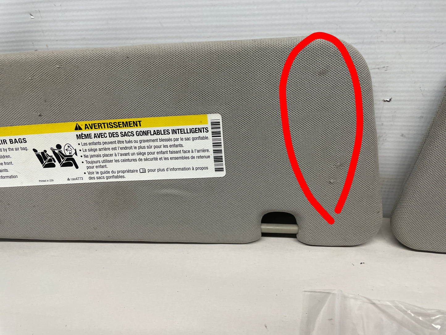 2015 Chevy SS Sedan RH & LH Sun Visor Sunvisor w/Clips OEM - Day's Parts Yard