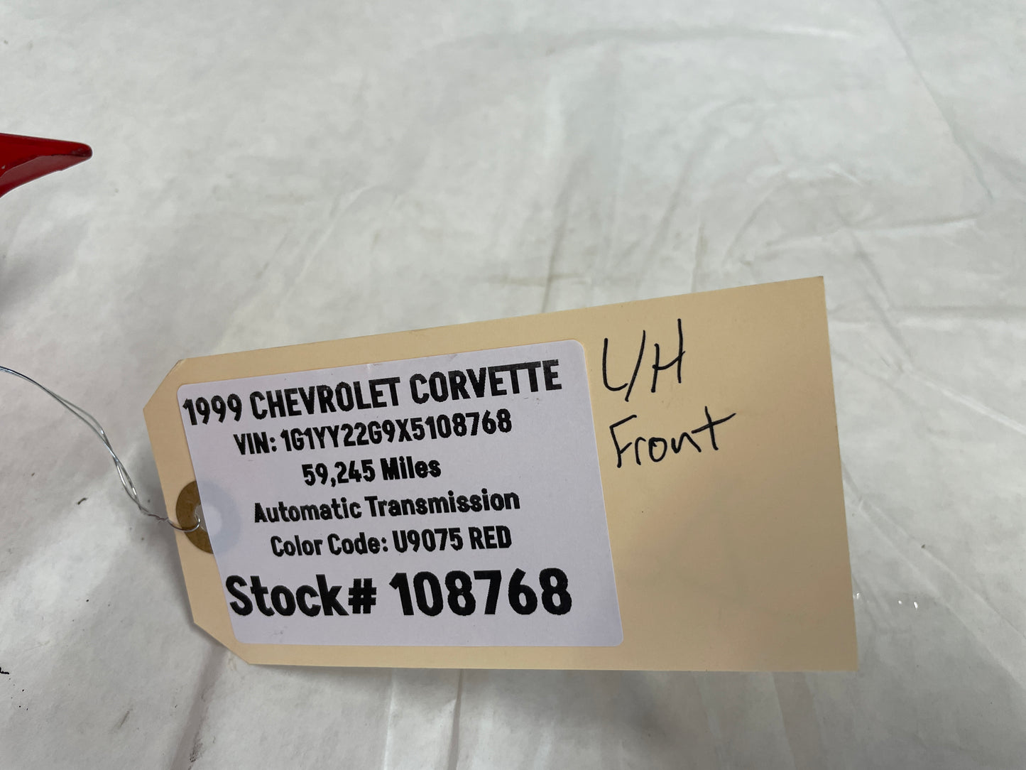 1999 Chevy C5 Corvette LH Driver Front Fender Red OEM - Day's Parts Yard