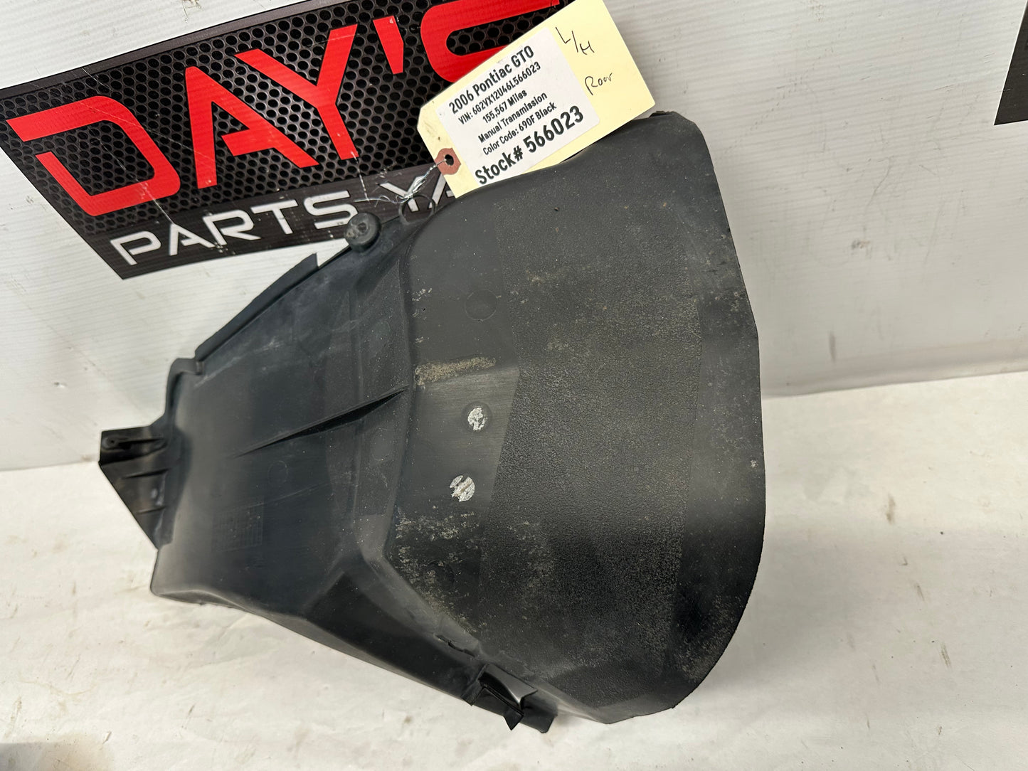 2006 Pontiac GTO LH Driver Rear Wheel Well Fender Liner OEM - Day's Parts Yard