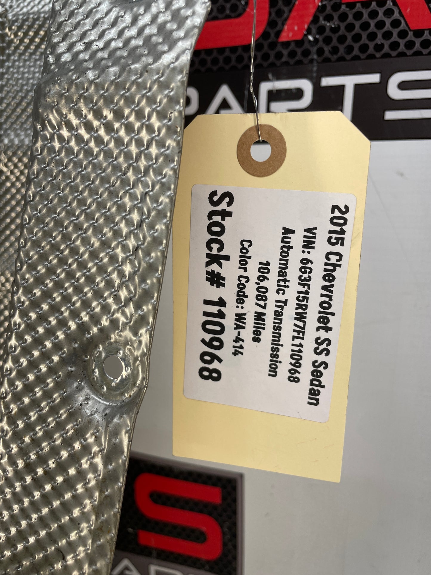 2015 Chevy SS Sedan Transmission Tunnel Exhaust Heat Shield OEM