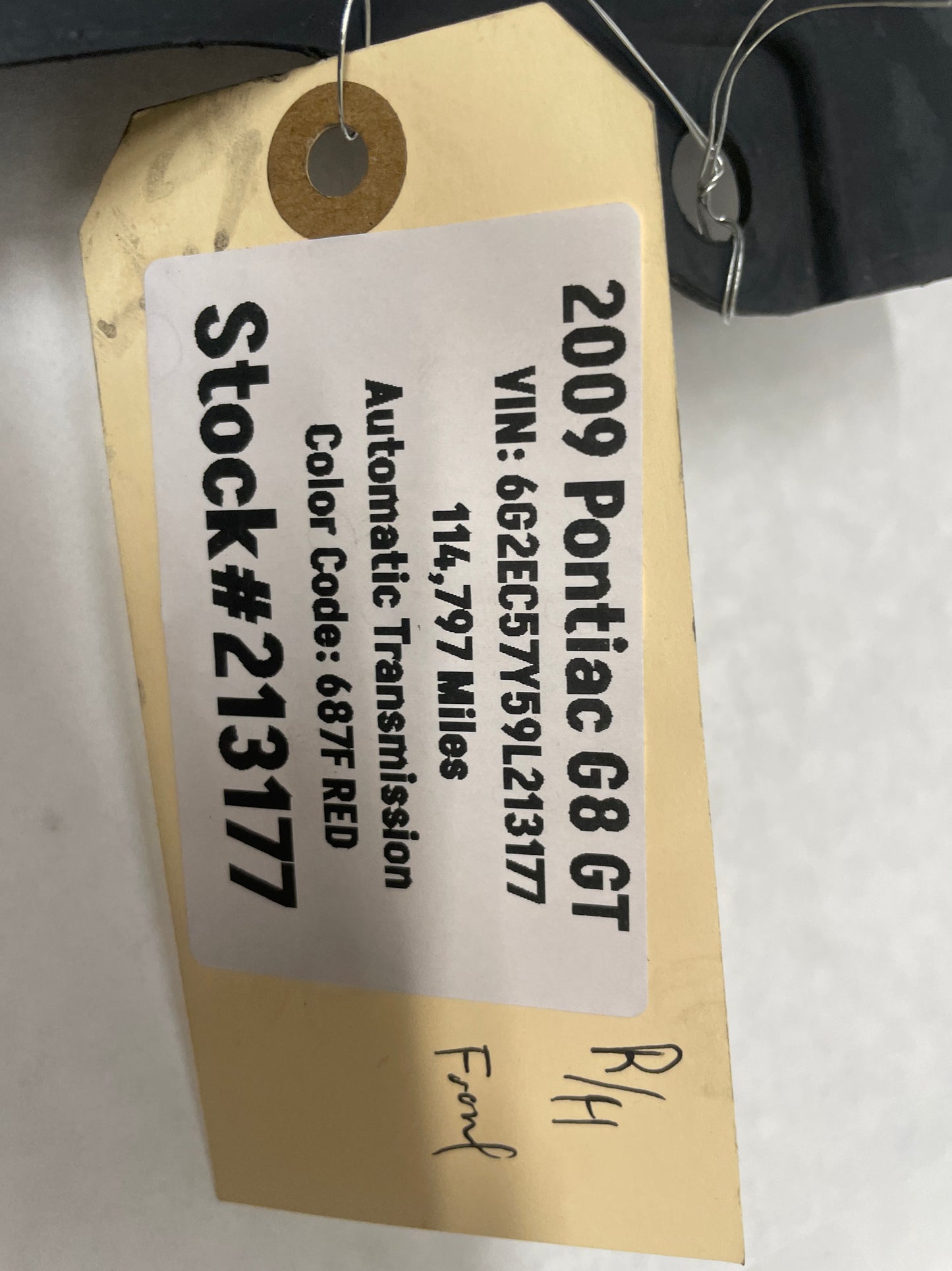 2009 Pontiac G8 GT RH Passenger Front Fender Wheel Well Liner House OEM