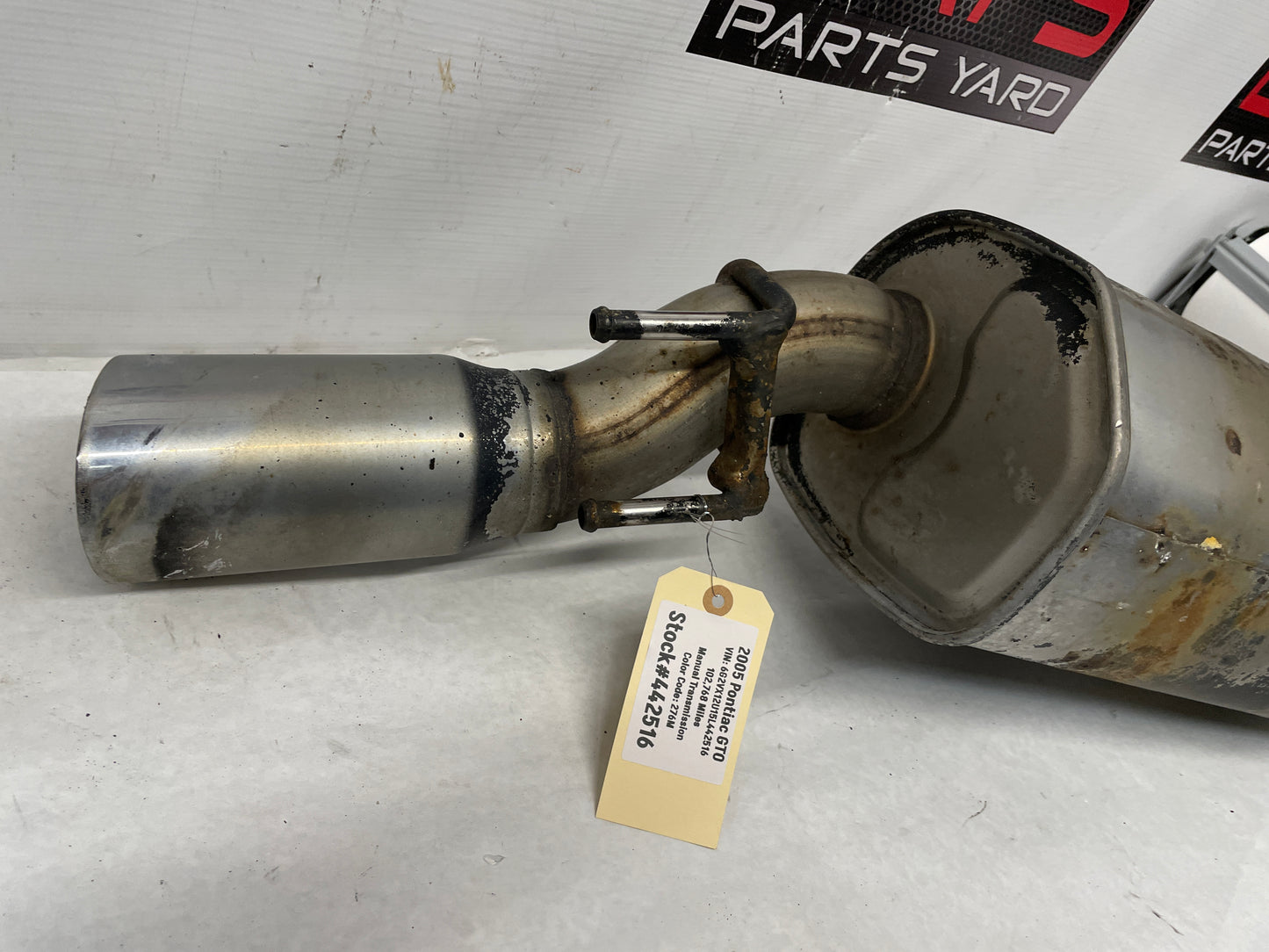 2005 Pontiac GTO RH & LH Axle Back Exhaust Mufflers Factory OEM - Day's Parts Yard