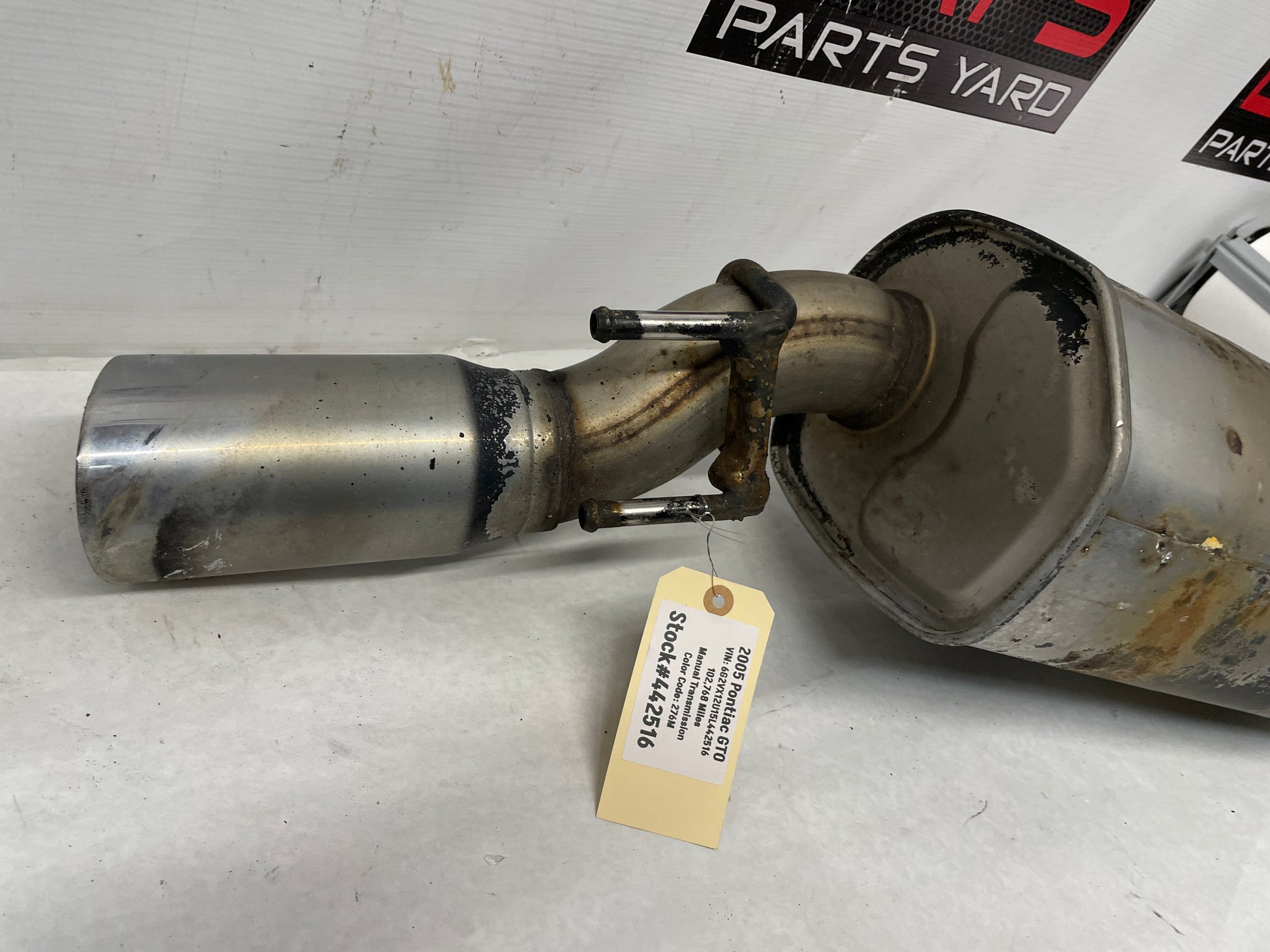 2005 Pontiac GTO RH & LH Axle Back Exhaust Mufflers Factory OEM - Day's Parts Yard